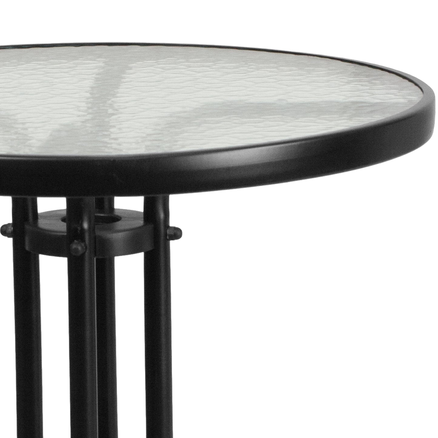 Bellamy 23.75'' Round Tempered Glass Metal Table Clear Top/Black Frame