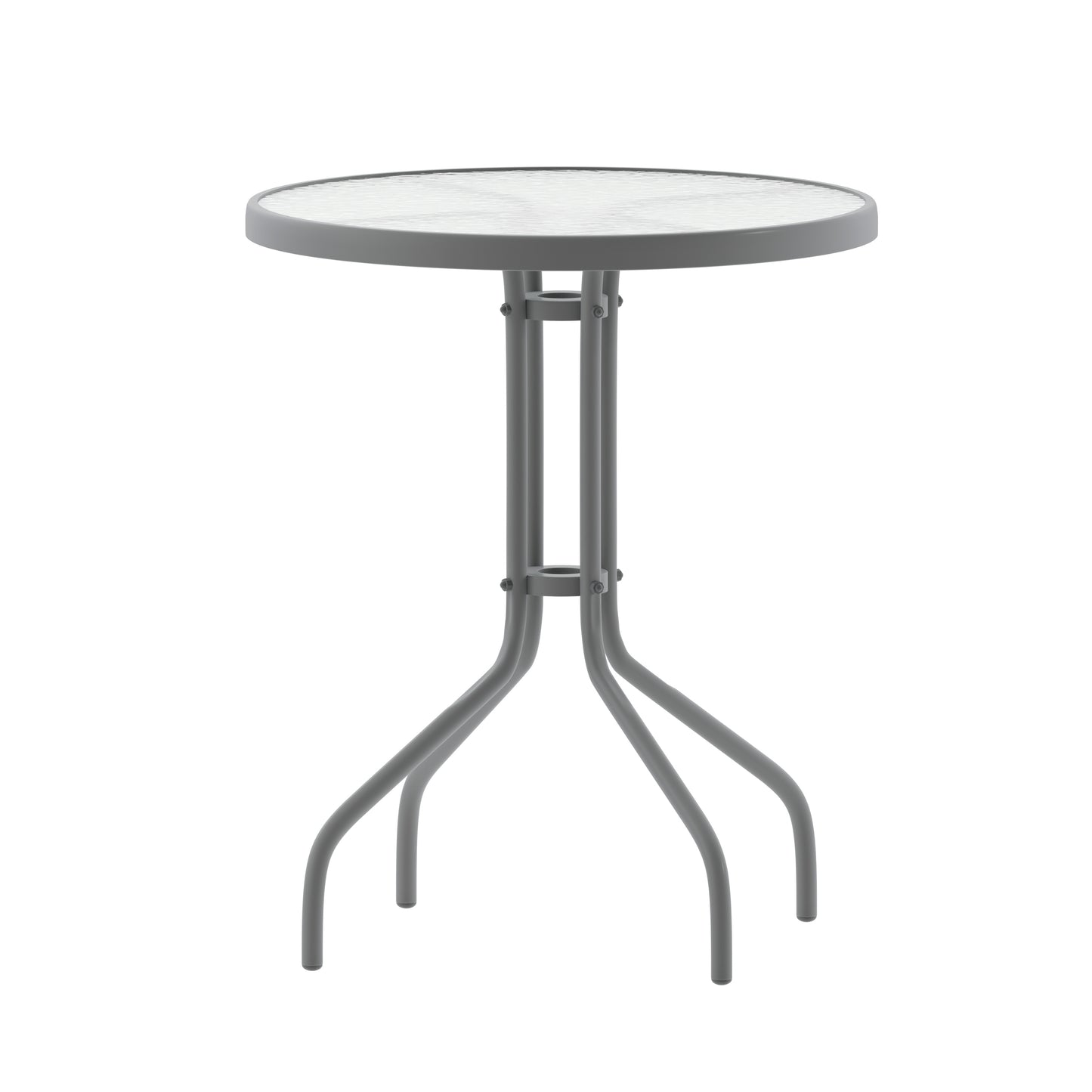 Bellamy 23.75'' Silver Round Tempered Glass Metal Table Clear Top/Silver Frame