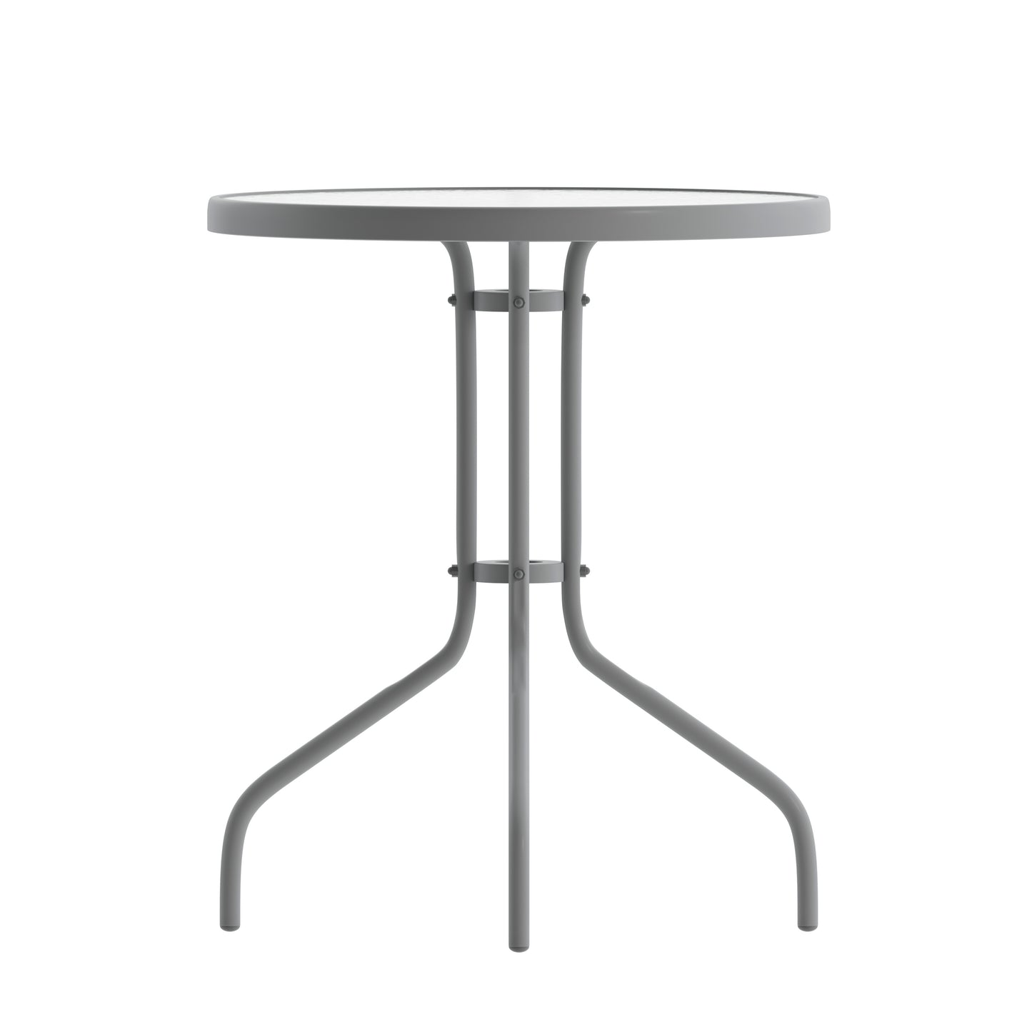 Bellamy 23.75'' Silver Round Tempered Glass Metal Table Clear Top/Silver Frame