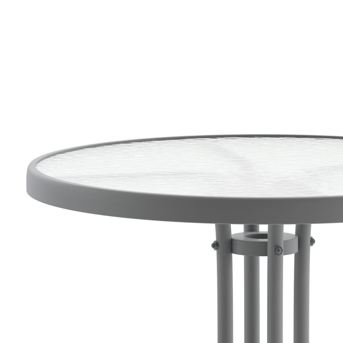 Bellamy 23.75'' Silver Round Tempered Glass Metal Table Clear Top/Silver Frame