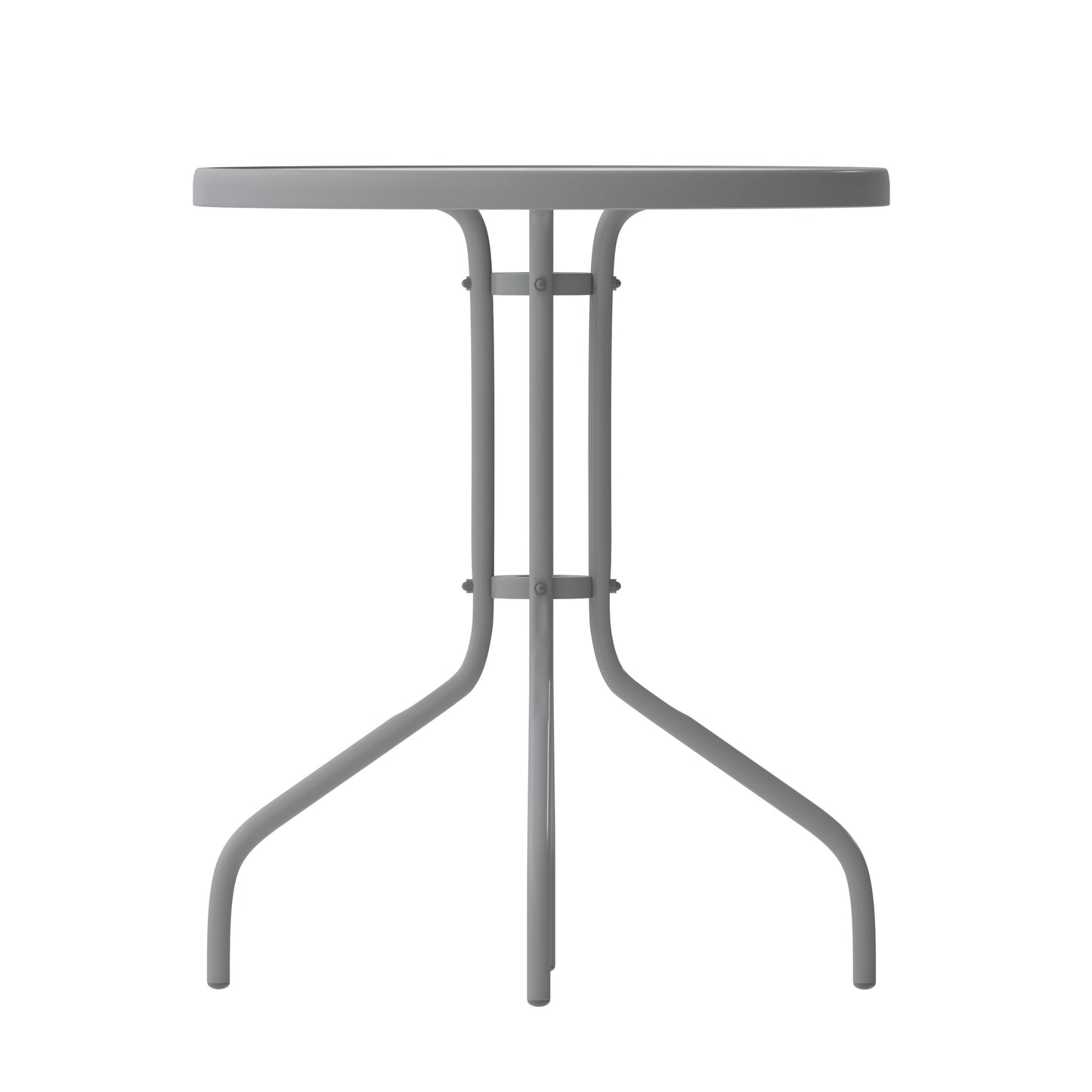 Bellamy 23.75'' Silver Round Tempered Glass Metal Table Clear Top/Silver Frame