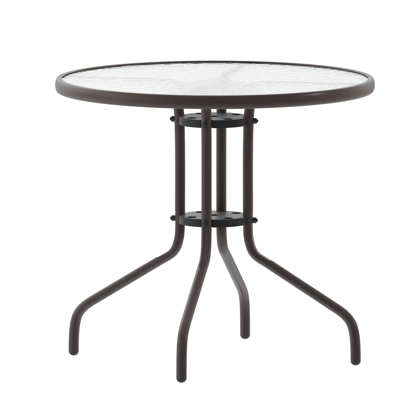 Bellamy 31.5'' Bronze Round Tempered Glass Metal Table Clear Top/Bronze Frame