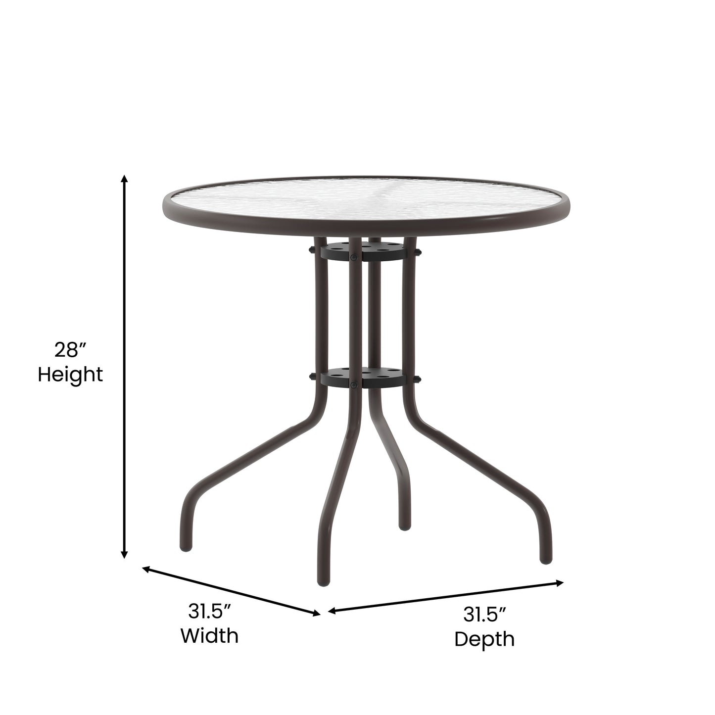 Bellamy 31.5'' Bronze Round Tempered Glass Metal Table Clear Top/Bronze Frame