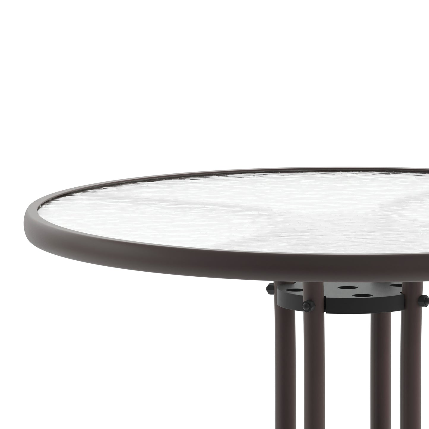 Bellamy 31.5'' Bronze Round Tempered Glass Metal Table Clear Top/Bronze Frame