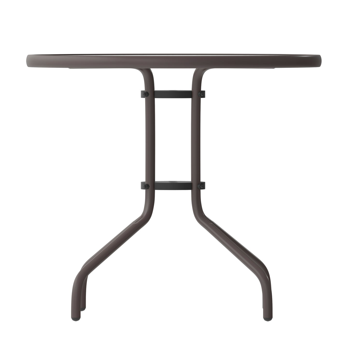 Bellamy 31.5'' Bronze Round Tempered Glass Metal Table Clear Top/Bronze Frame