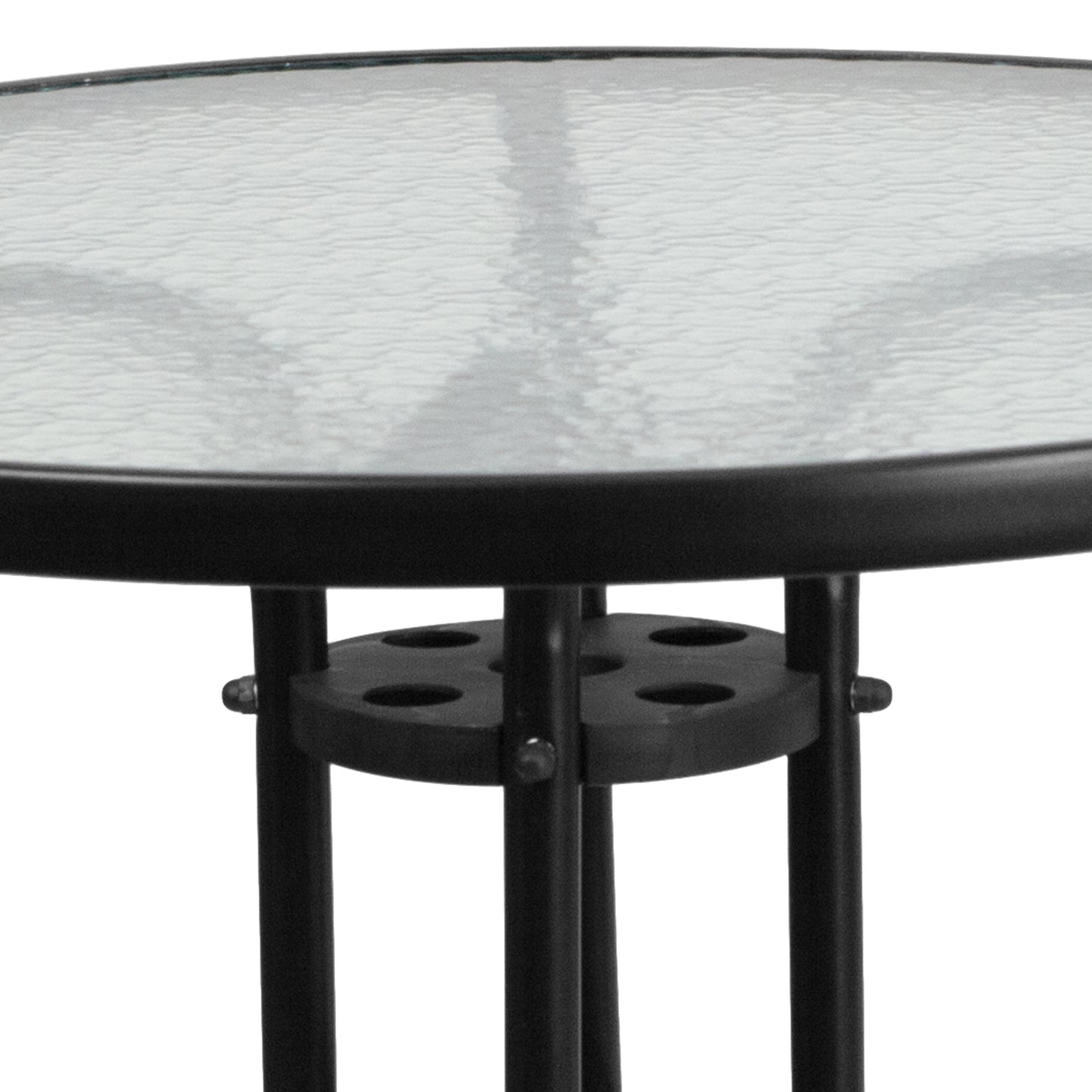 Bellamy 31.5'' Round Tempered Glass Metal Table Clear Top/Black Frame
