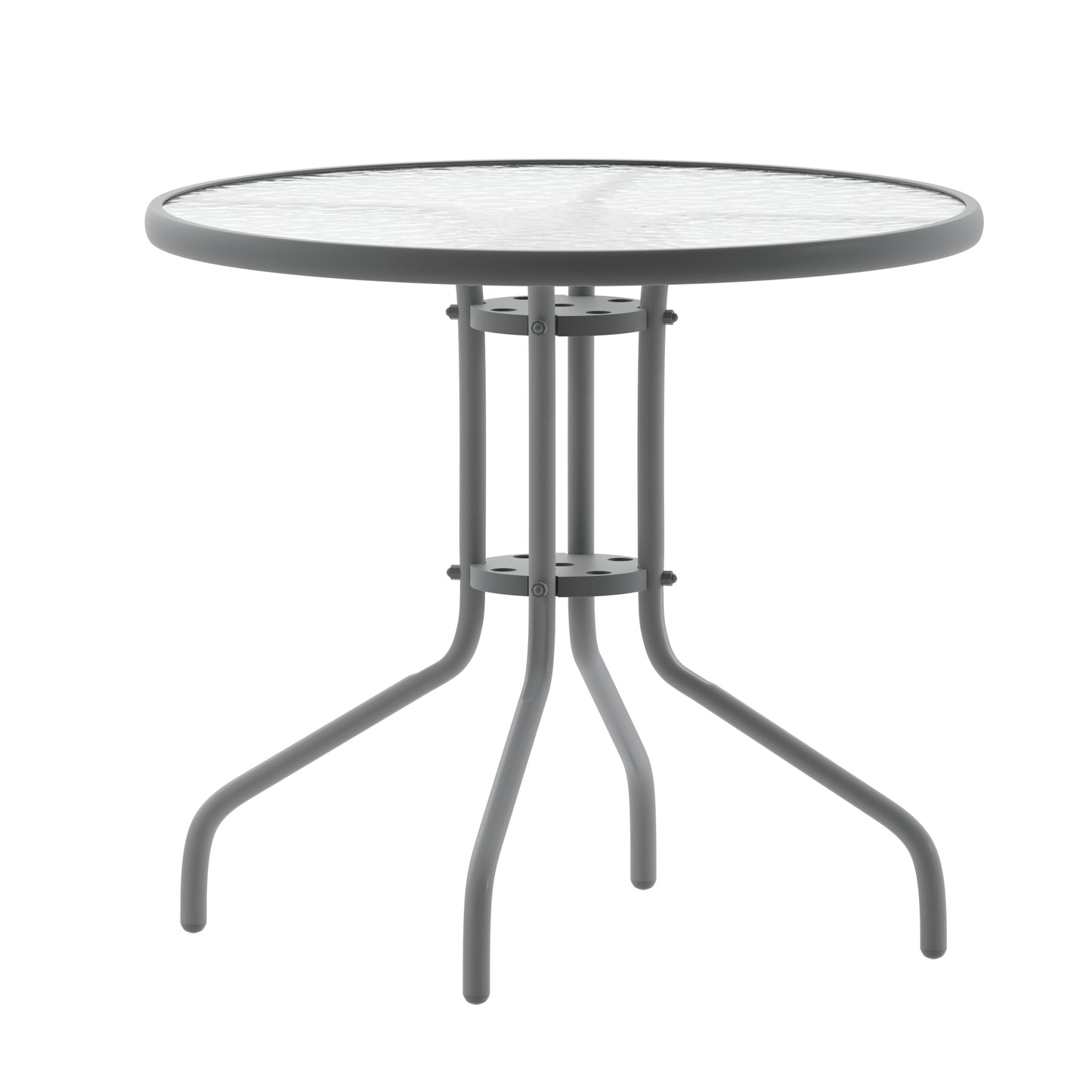 Bellamy 31.5'' Silver Round Tempered Glass Metal Table Clear Top/Silver Frame