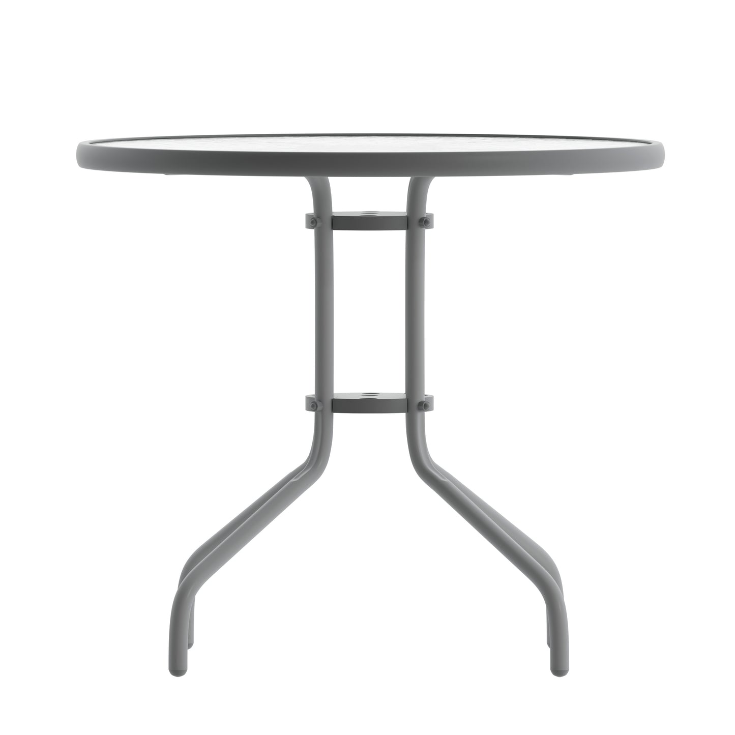 Bellamy 31.5'' Silver Round Tempered Glass Metal Table Clear Top/Silver Frame