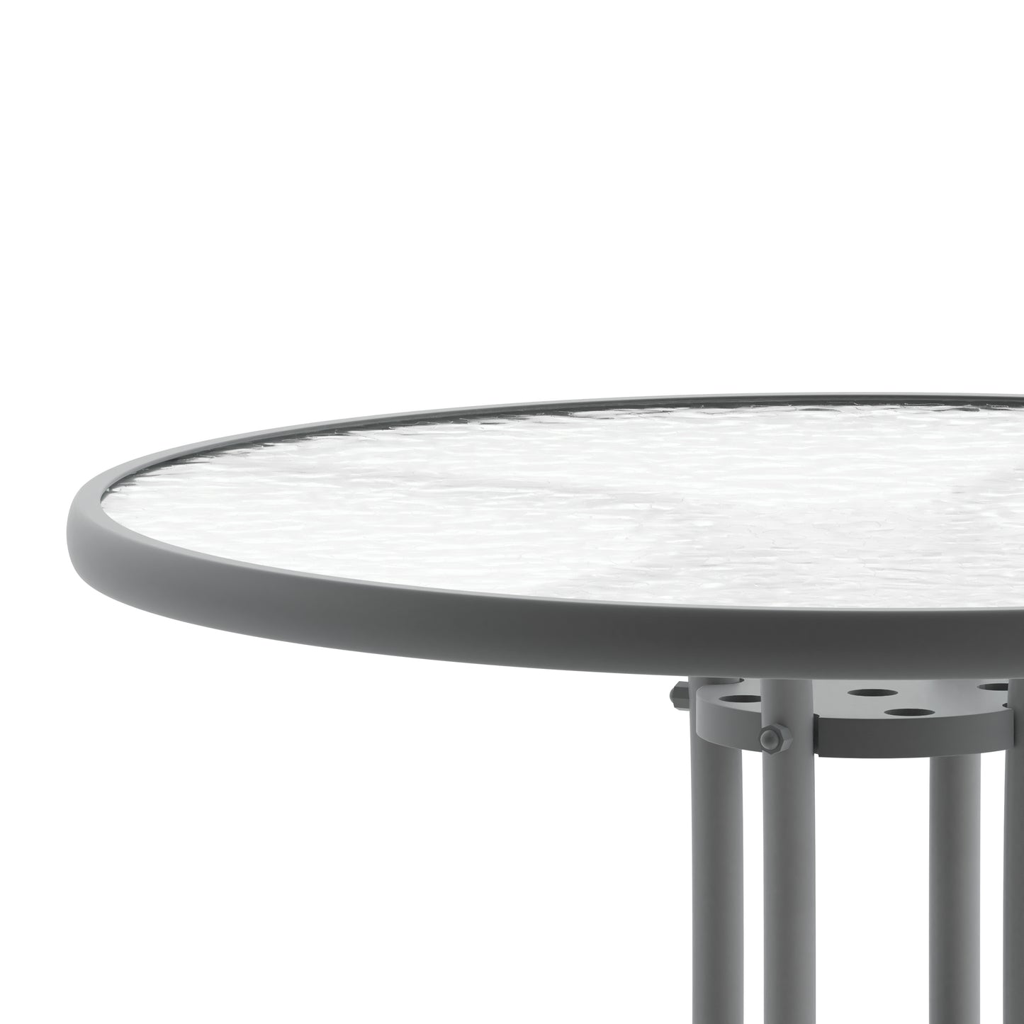 Bellamy 31.5'' Silver Round Tempered Glass Metal Table Clear Top/Silver Frame
