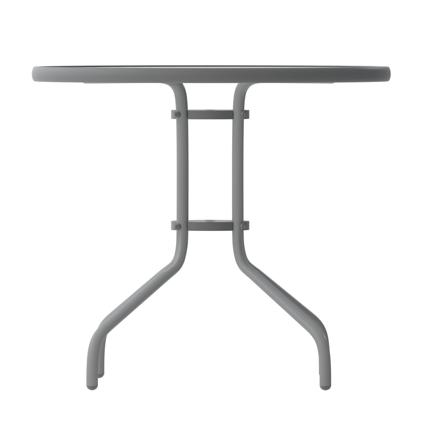 Bellamy 31.5'' Silver Round Tempered Glass Metal Table Clear Top/Silver Frame