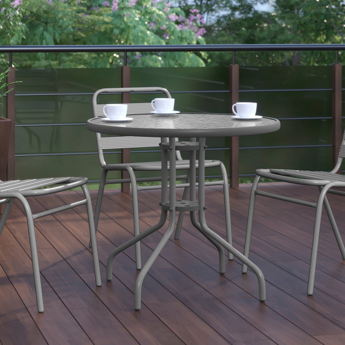 Bellamy 31.5'' Silver Round Tempered Glass Metal Table Clear Top/Silver Frame