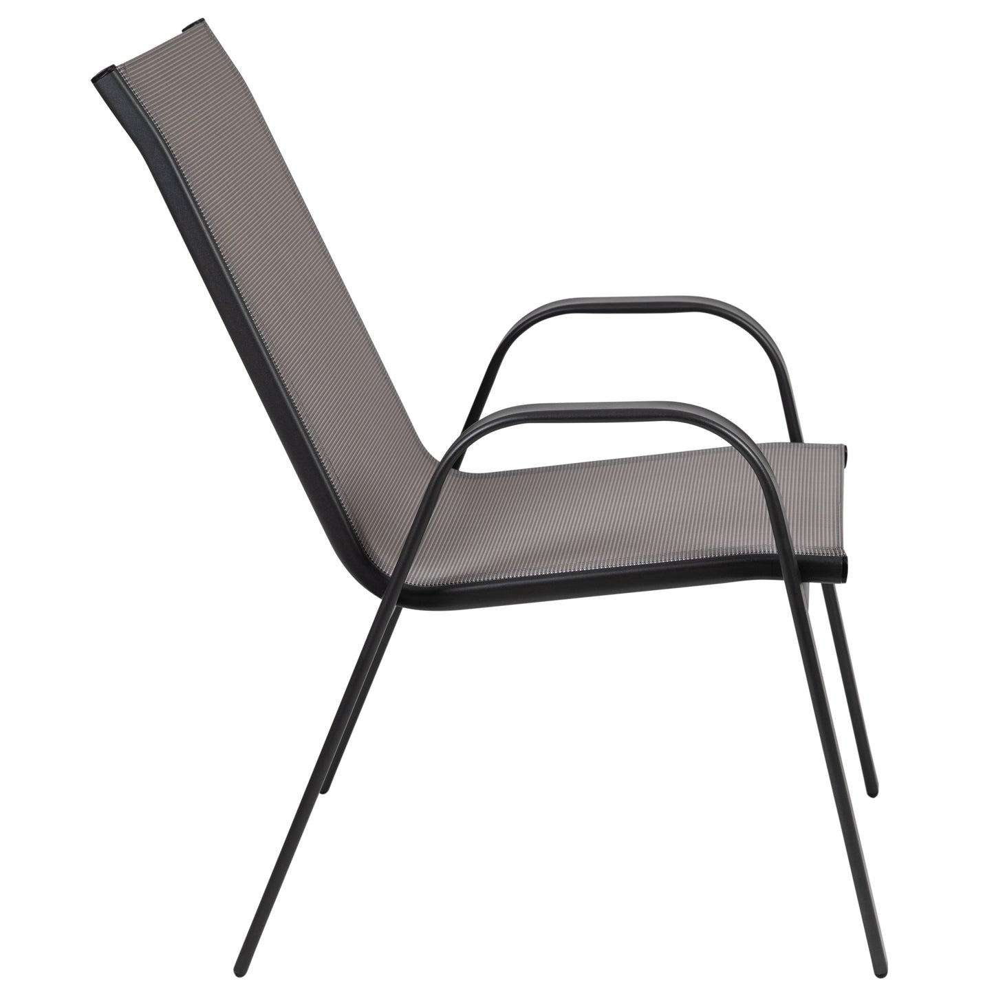Brazos 3 Piece Outdoor Patio Dining Set - 23.75" Round Tempered Glass Patio Table, 2 Gray Flex Comfort Stack Chairs Gray