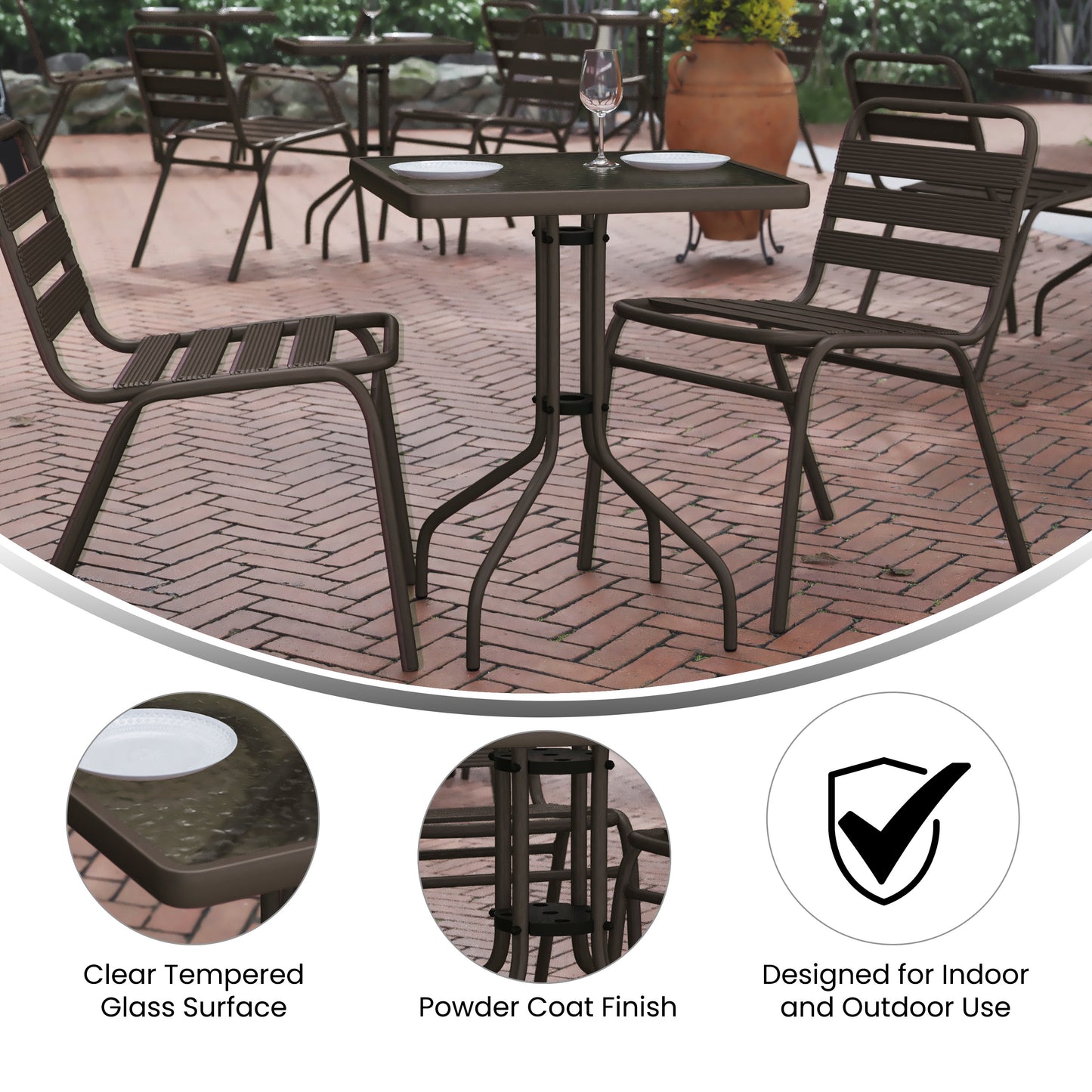 Barker 23.5'' Bronze Square Tempered Glass Metal Table Clear Top/Bronze Frame