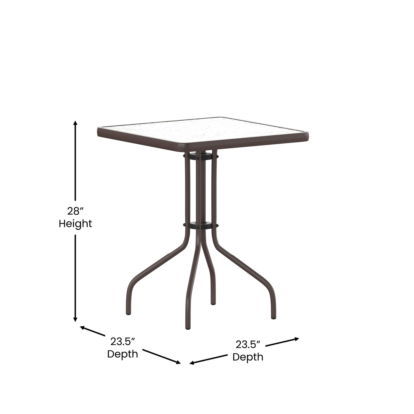 Barker 23.5'' Bronze Square Tempered Glass Metal Table Clear Top/Bronze Frame