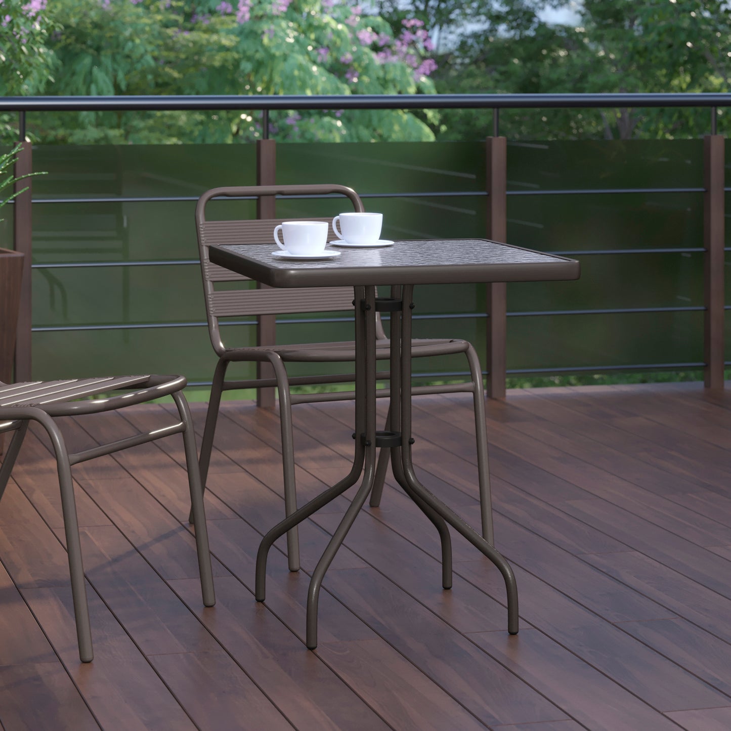 Barker 23.5'' Bronze Square Tempered Glass Metal Table Clear Top/Bronze Frame