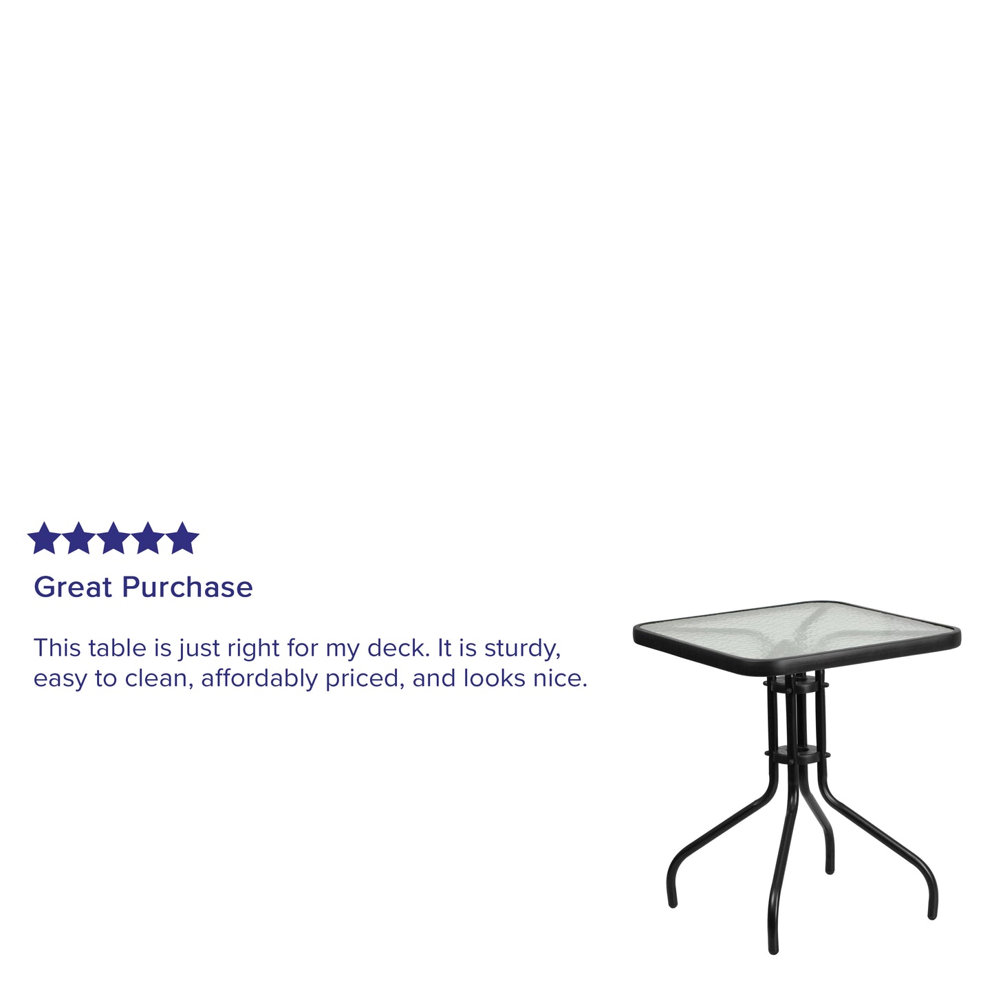 Barker 23.5'' Square Tempered Glass Metal Table Clear Top/Black Frame TLH-073A-1-GG
