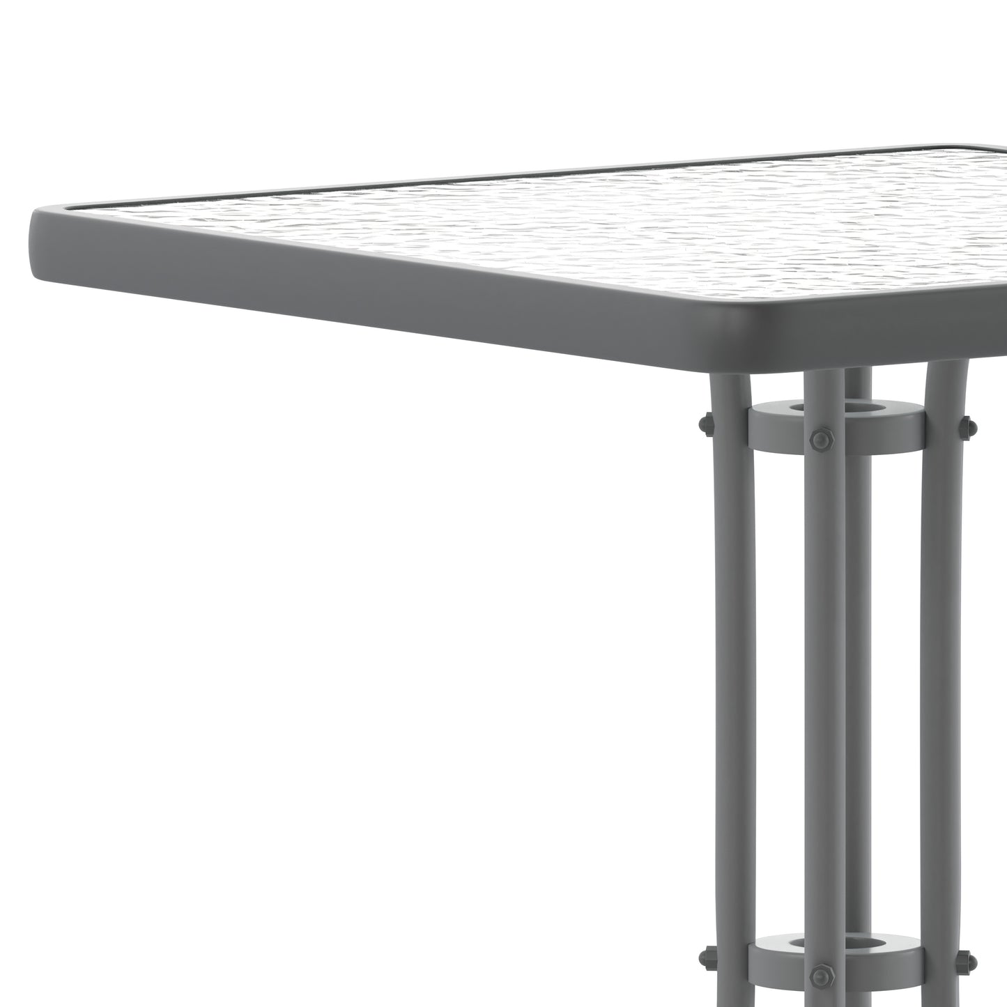 Barker 23.5'' Silver Square Tempered Glass Metal Table Clear Top/Silver Frame