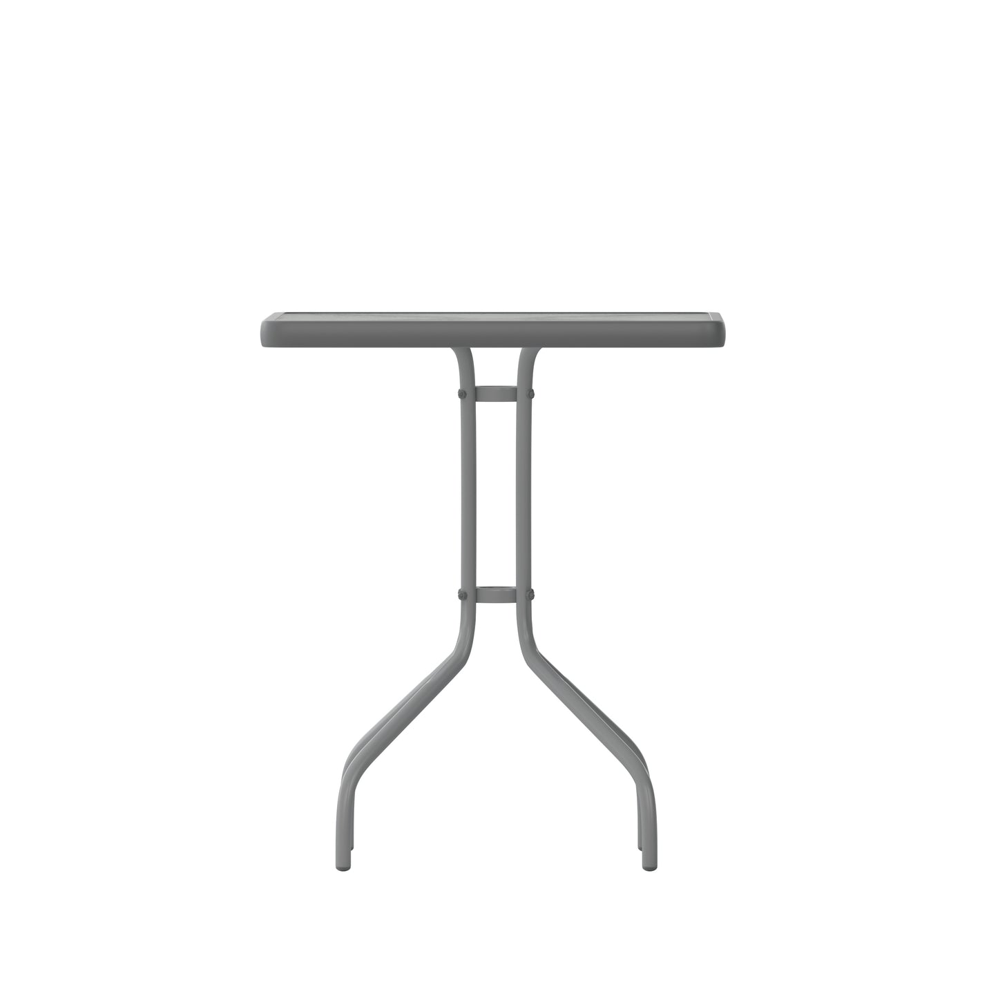 Barker 23.5'' Silver Square Tempered Glass Metal Table Clear Top/Silver Frame