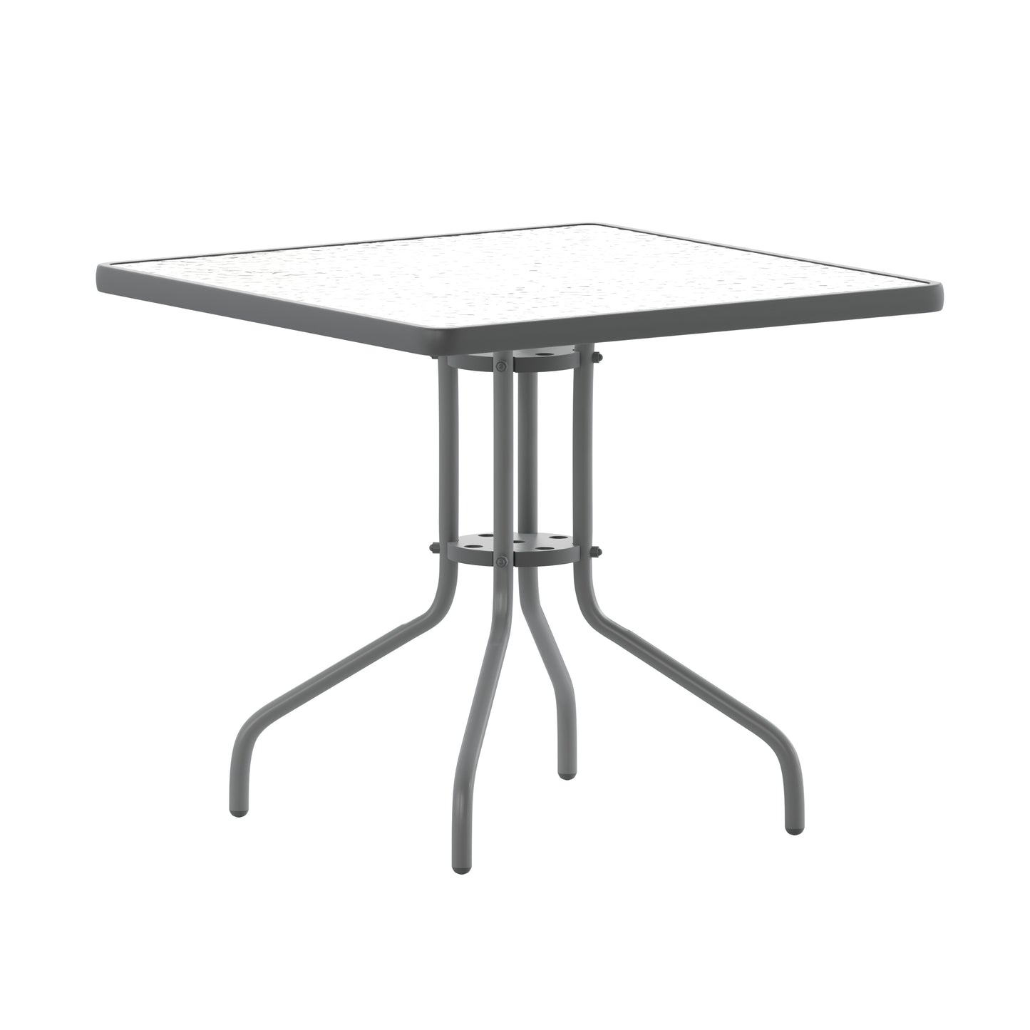 Barker 31.5'' Silver Square Tempered Glass Metal Table Clear Top/Silver Frame