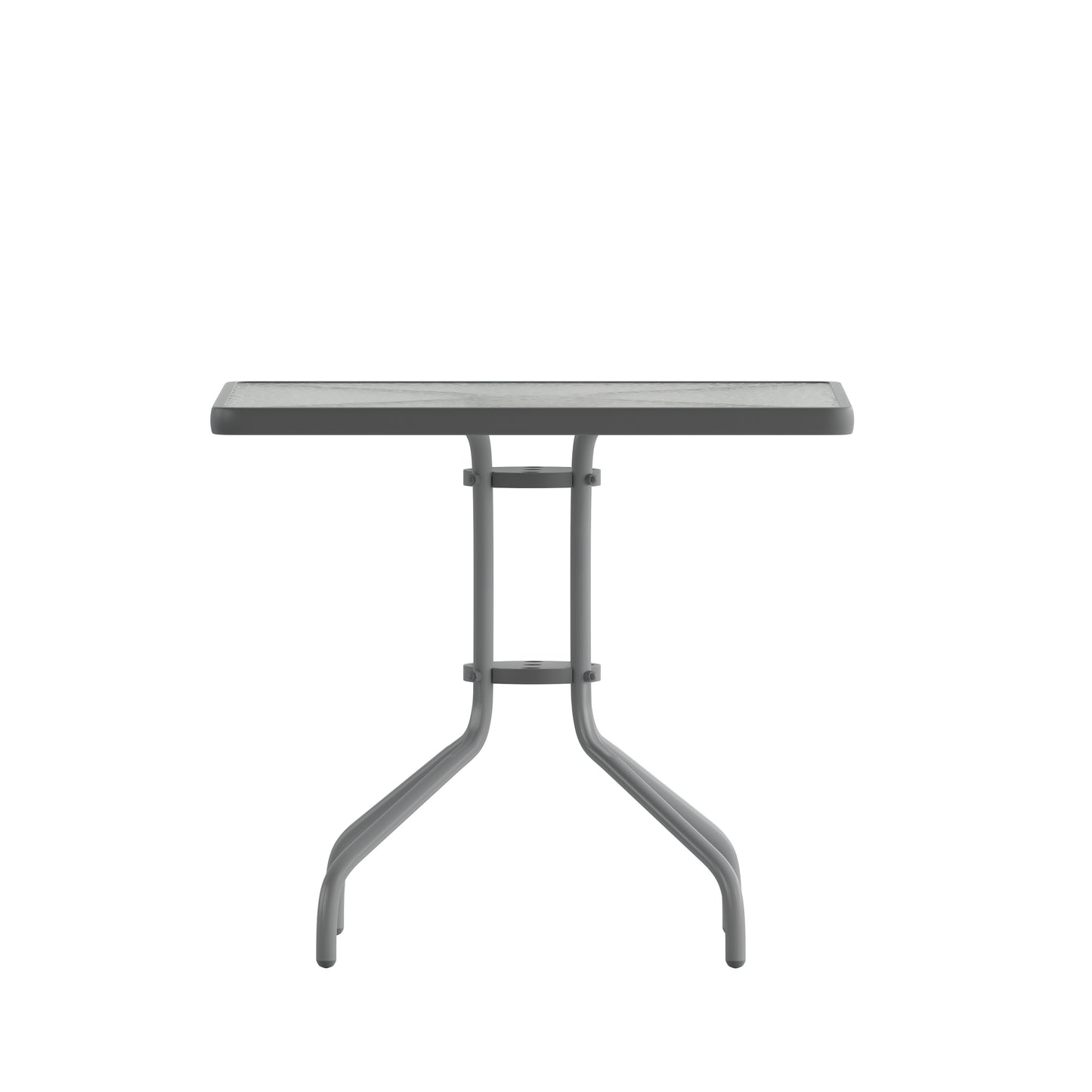 Barker 31.5'' Silver Square Tempered Glass Metal Table Clear Top/Silver Frame