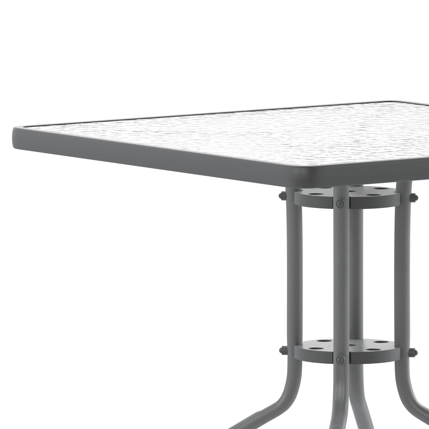 Barker 31.5'' Silver Square Tempered Glass Metal Table Clear Top/Silver Frame