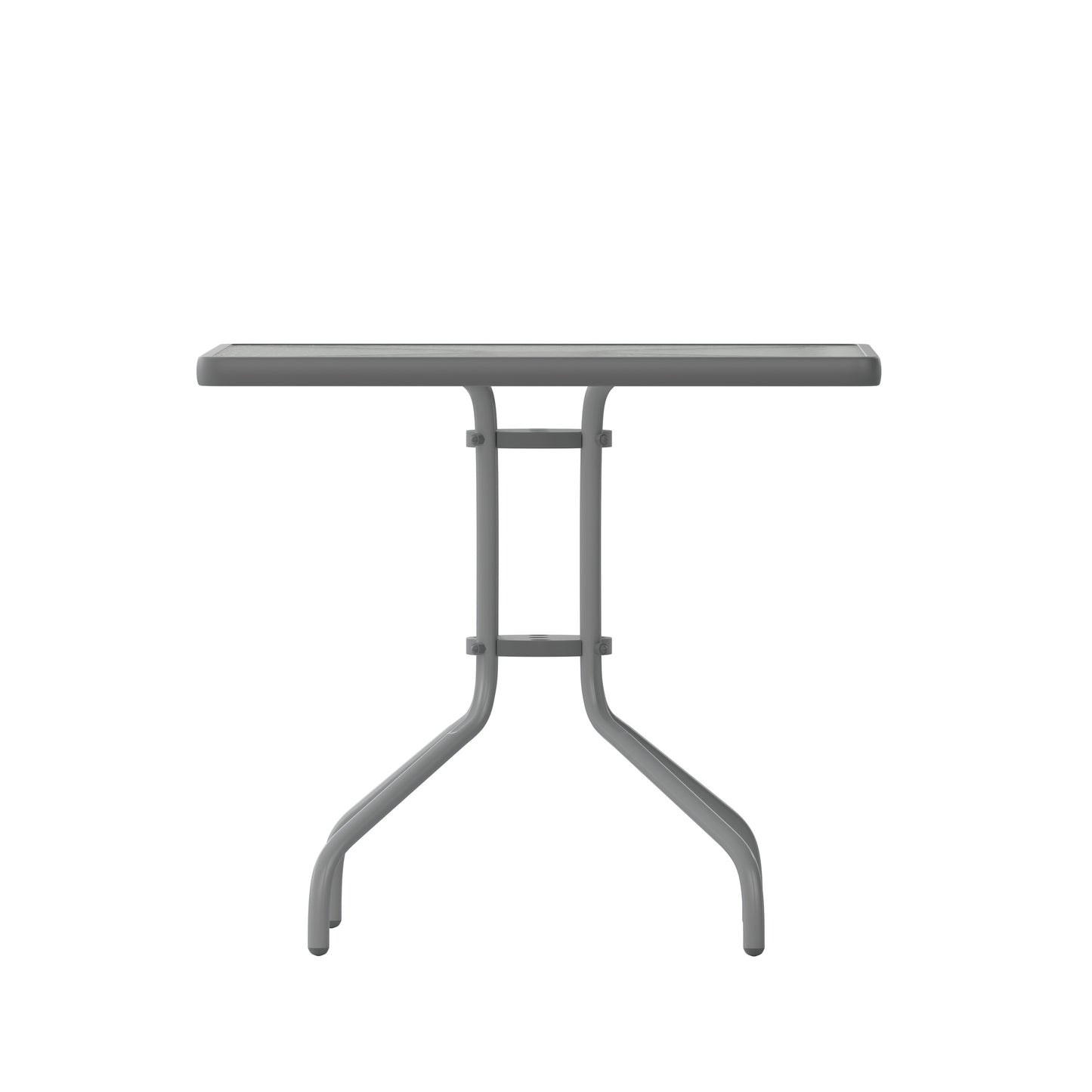 Barker 31.5'' Silver Square Tempered Glass Metal Table Clear Top/Silver Frame