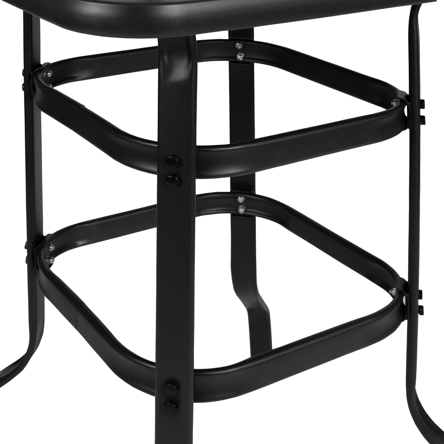 Brazos Outdoor Dining Set - 4-Person Bistro Set - Brazos Outdoor Glass Bar Table with Navy All-Weather Patio Stools Navy TLH-073H092H4-NV-GG