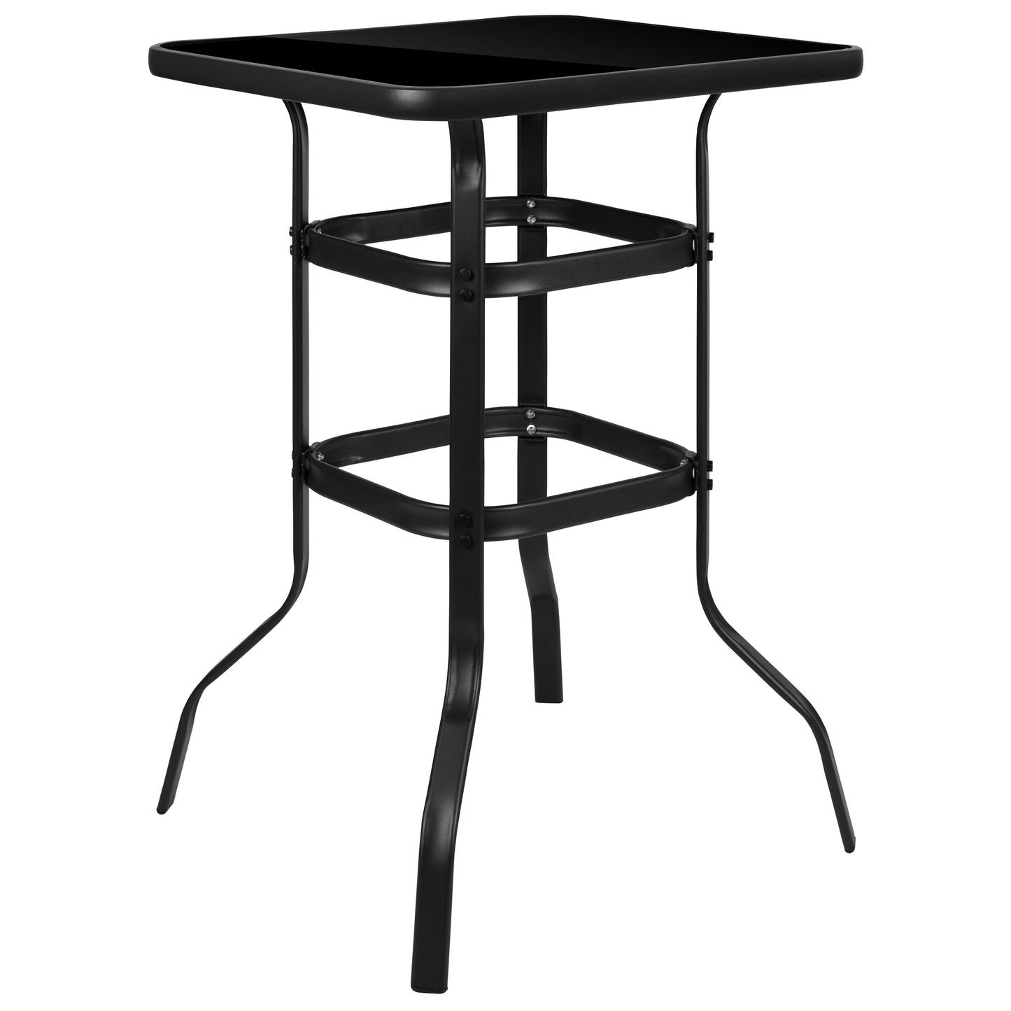 Brazos Outdoor Dining Set - 4-Person Bistro Set - Brazos Outdoor Glass Bar Table with Navy All-Weather Patio Stools Navy TLH-073H092H4-NV-GG