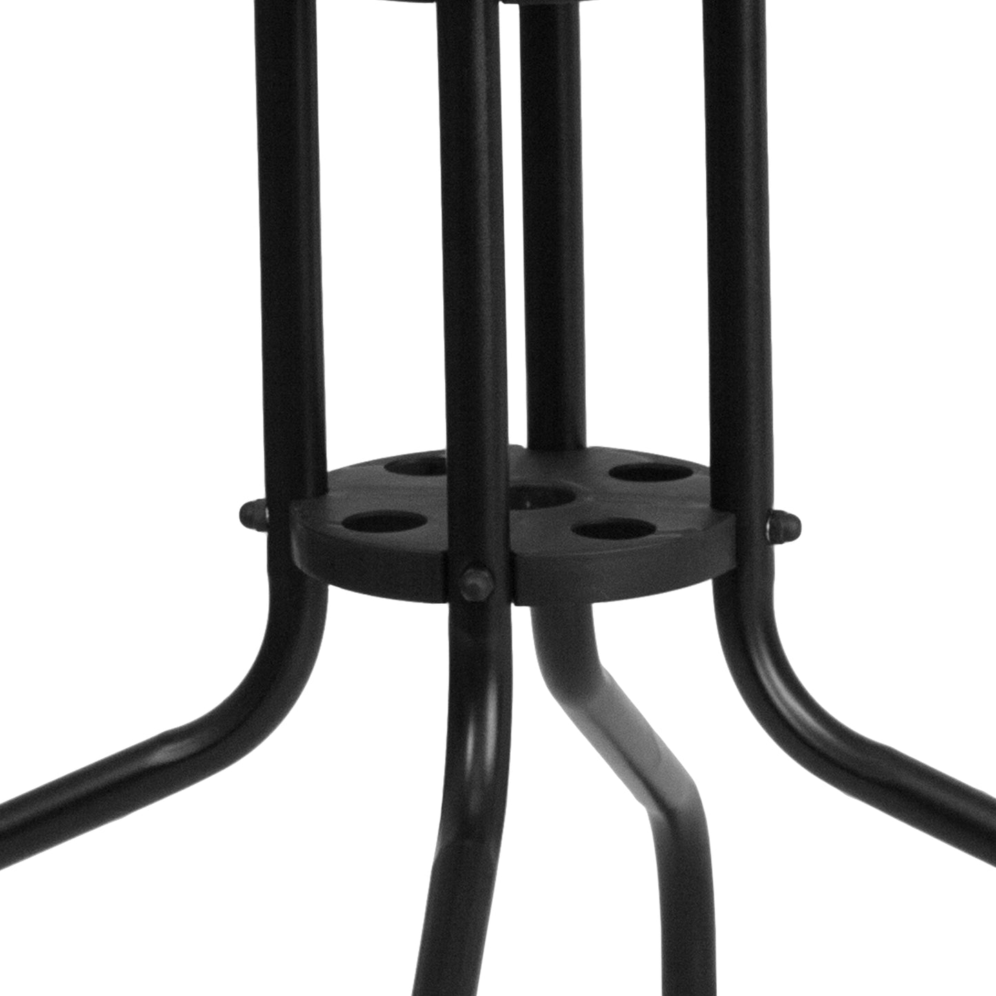 Barker 28'' Square Tempered Glass Metal Table with Black Rattan Edging Clear Top/Black Frame