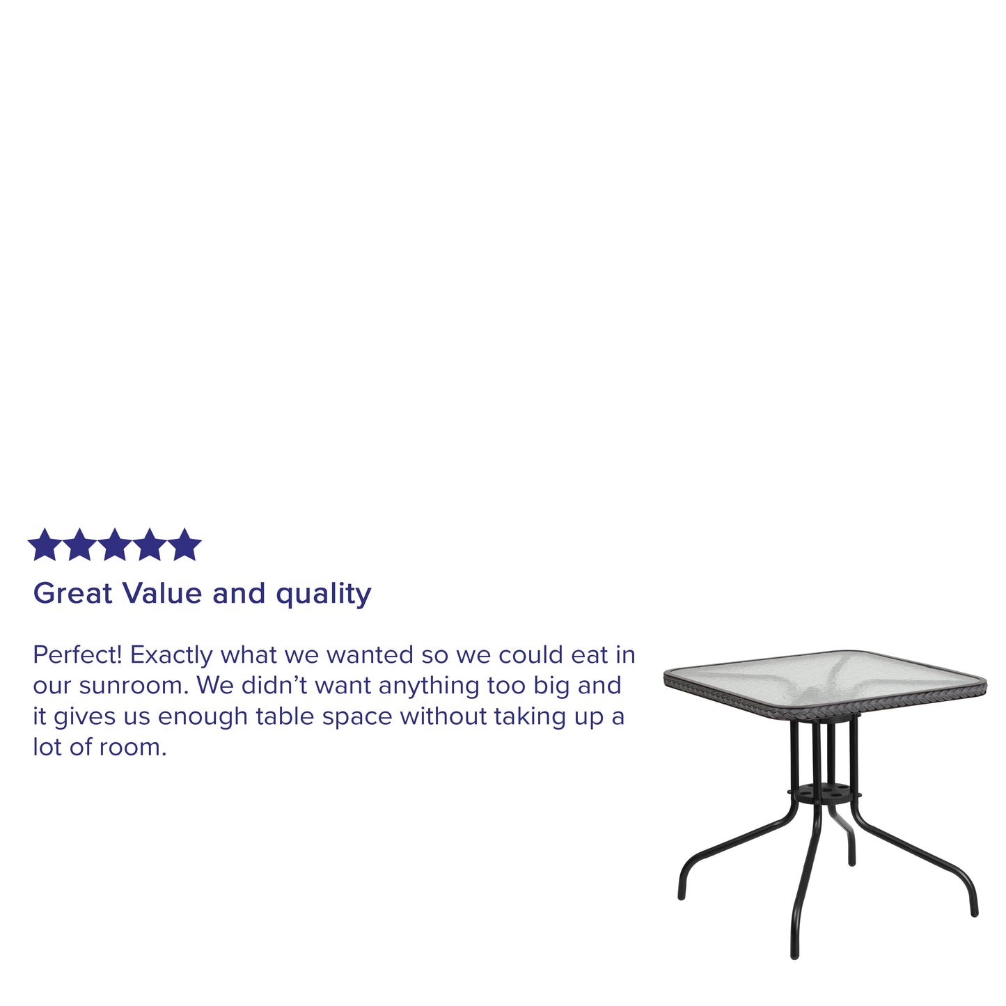 Barker 28'' Square Tempered Glass Metal Table with Gray Rattan Edging Clear Top/Gray Frame