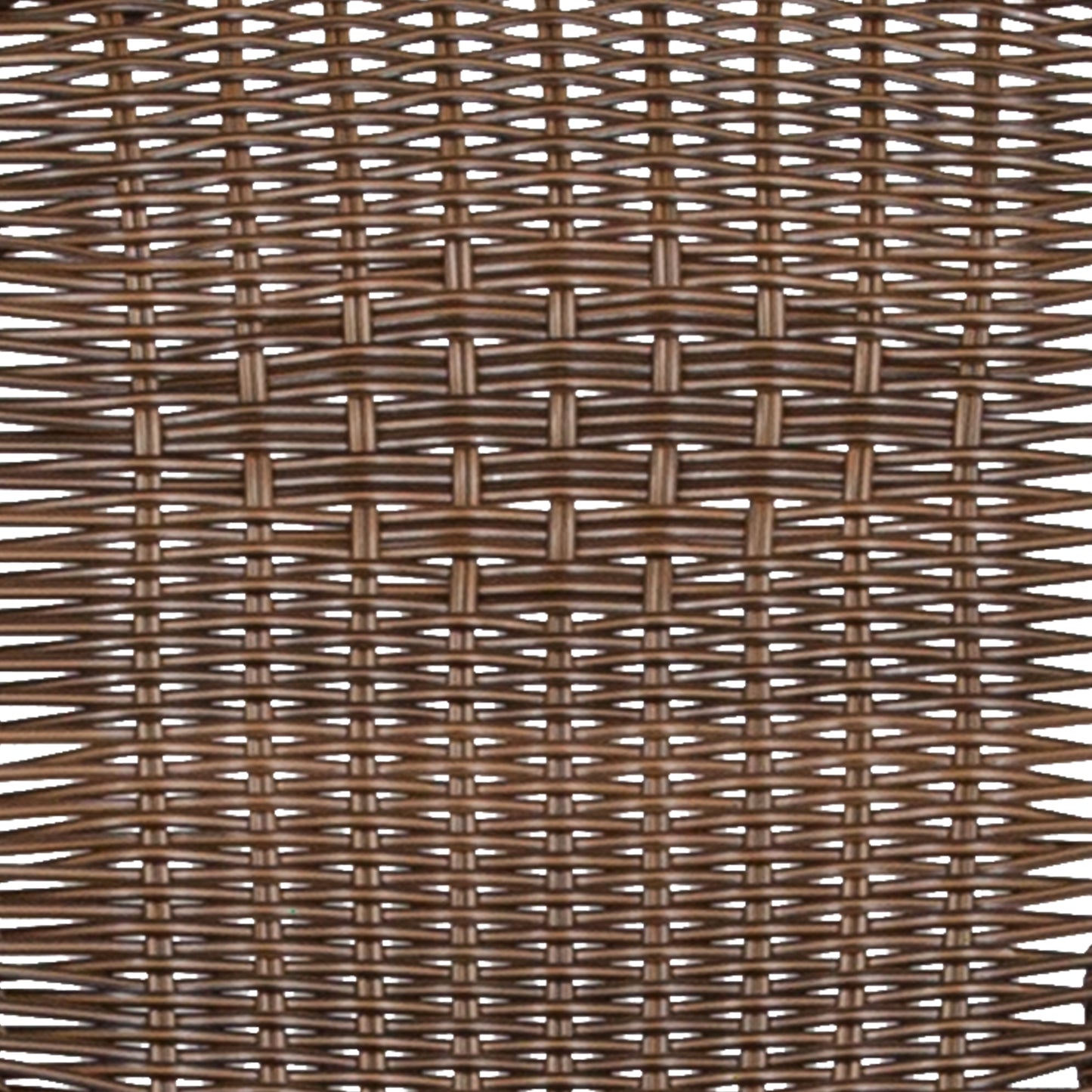 Lila 28'' Square Glass Metal Table with Dark Brown Rattan Edging and 2 Dark Brown Rattan Stack Chairs Dark Brown