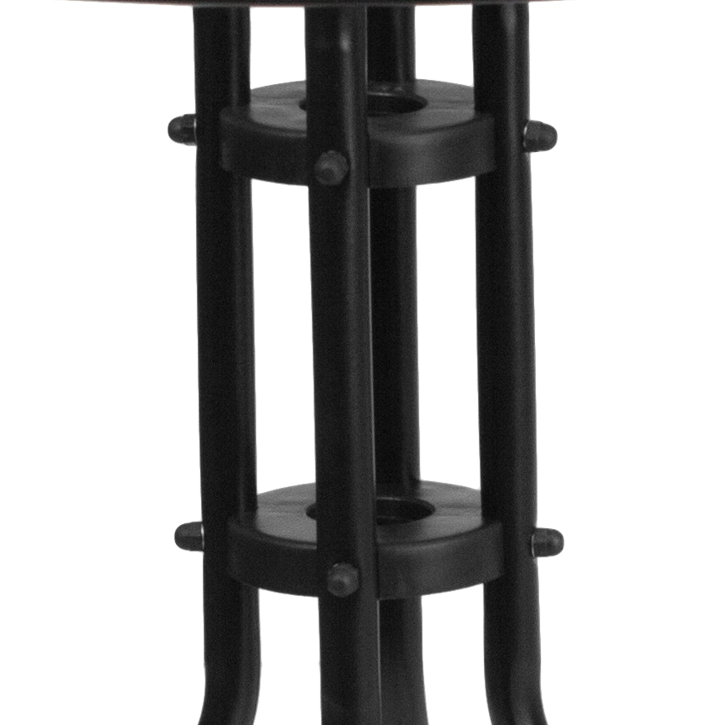 Barker 28'' Round Tempered Glass Metal Table with Black Rattan Edging Clear Top/Black Frame TLH-087-BK-GG