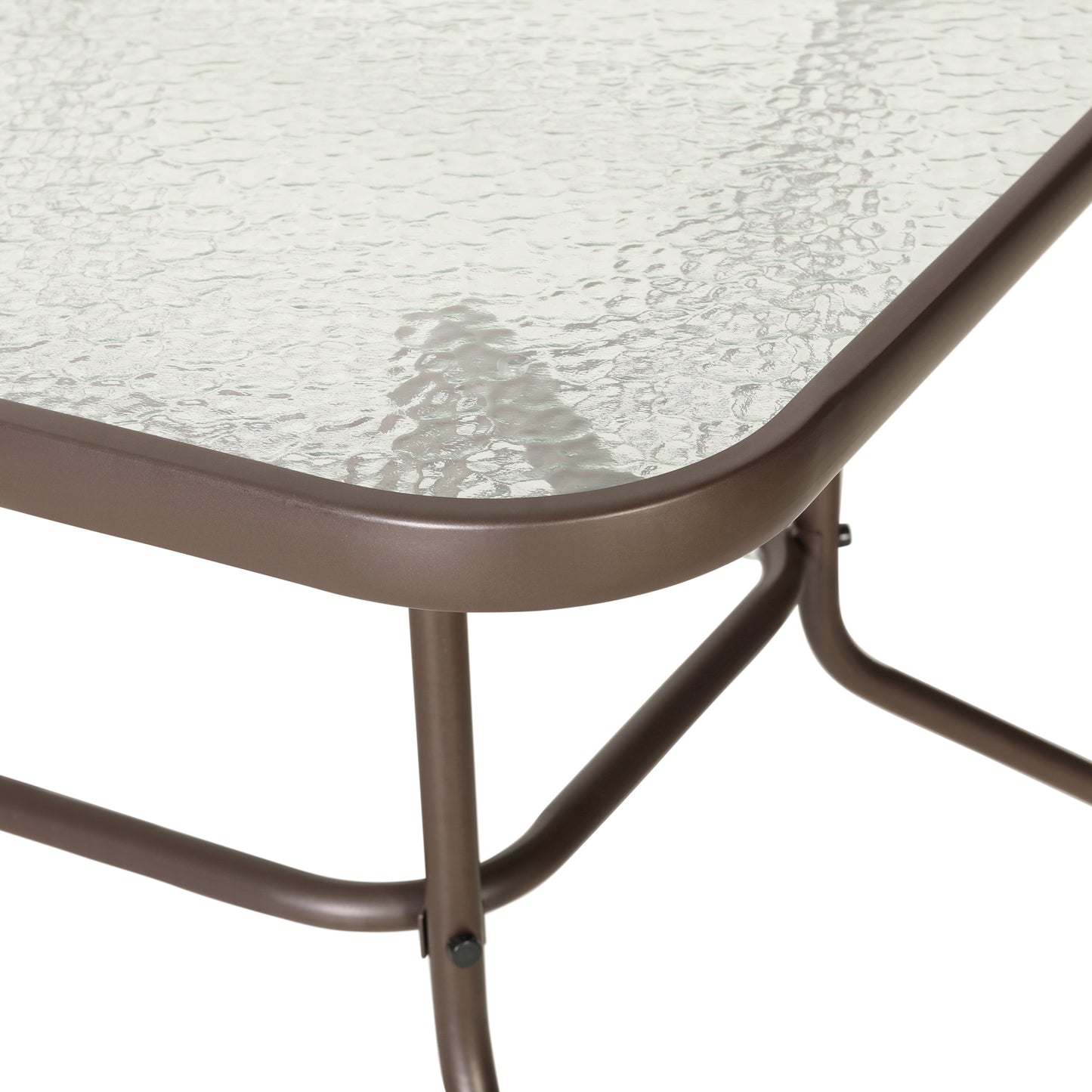 Tory 31.5" x 55" Bronze Rectangular Tempered Glass Metal Table with Umbrella Hole Clear Top/Bronze Frame TLH-089-BZ-GG