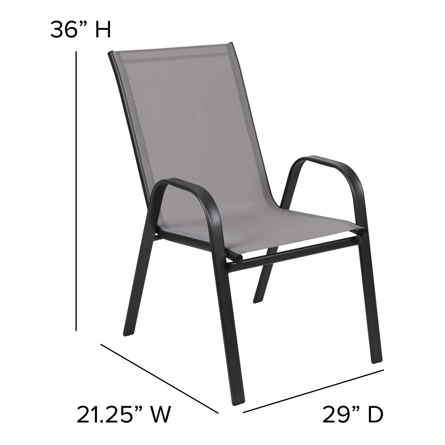 Brazos 7 Piece Outdoor Patio Dining Set - 55" Tempered Glass Patio Table with Umbrella Hole, 6 Gray Flex Comfort Stack Chairs Gray