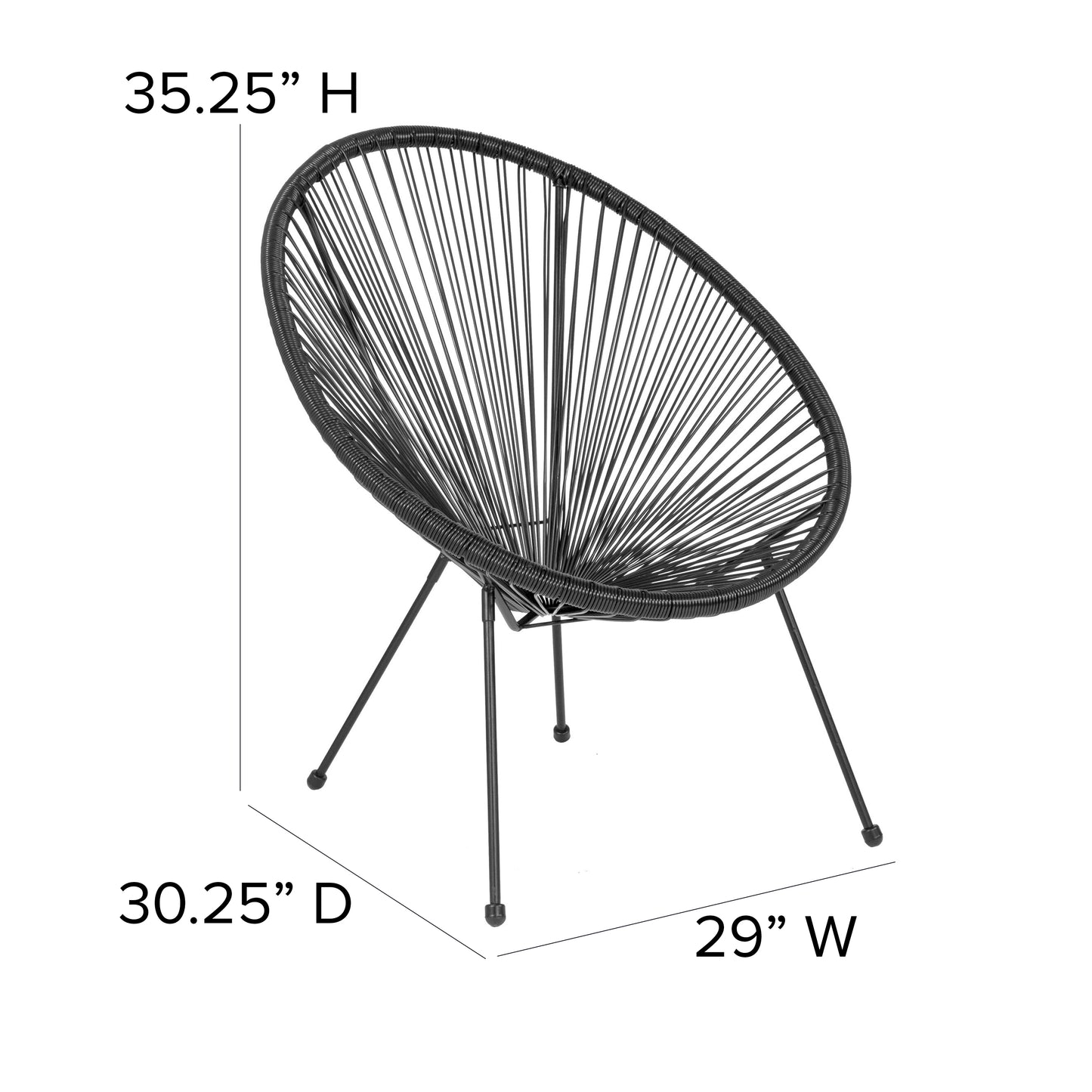 Valencia Oval Comfort Series Take Ten Black Papasan Lounge Chair Black