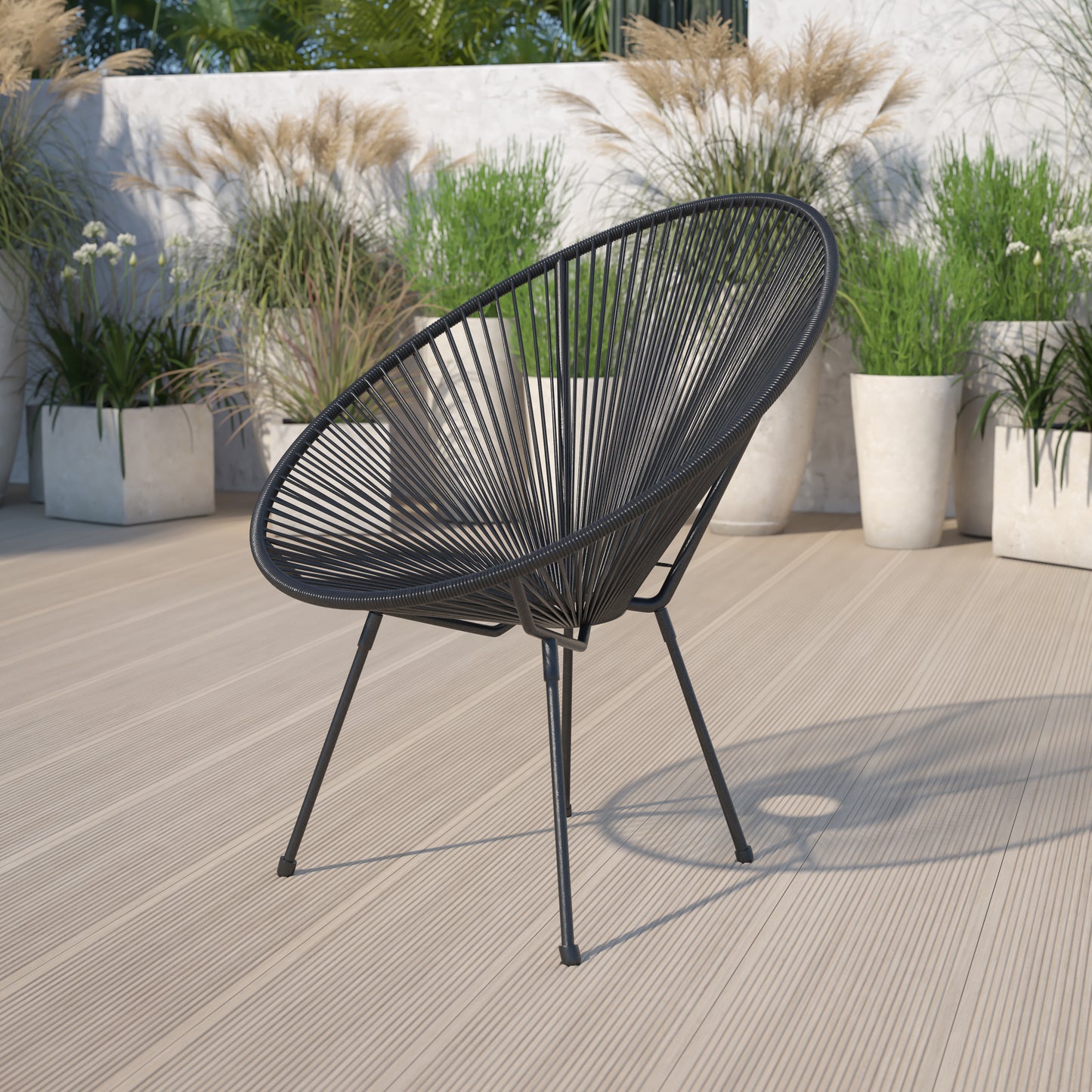 Valencia Oval Comfort Series Take Ten Black Papasan Lounge Chair Black