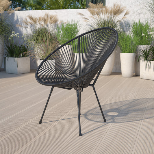 Valencia Oval Comfort Series Take Ten Black Papasan Lounge Chair Black