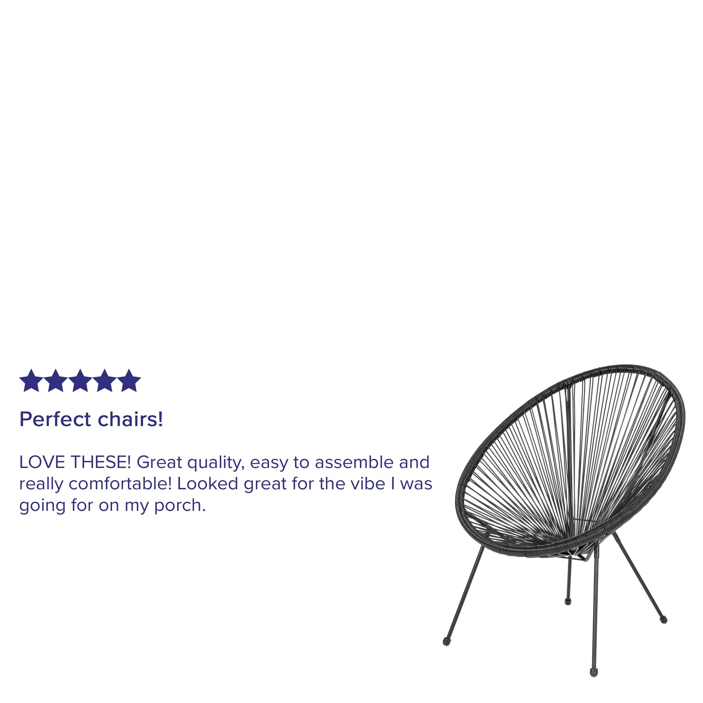 Valencia Oval Comfort Series Take Ten Black Papasan Lounge Chair Black