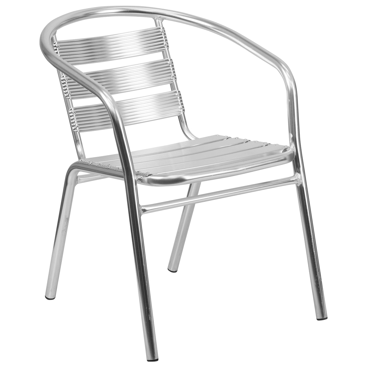 Lila Heavy Duty Commercial Aluminum Indoor-Outdoor Restaurant Stack Chair with Triple Slat Back Aluminum