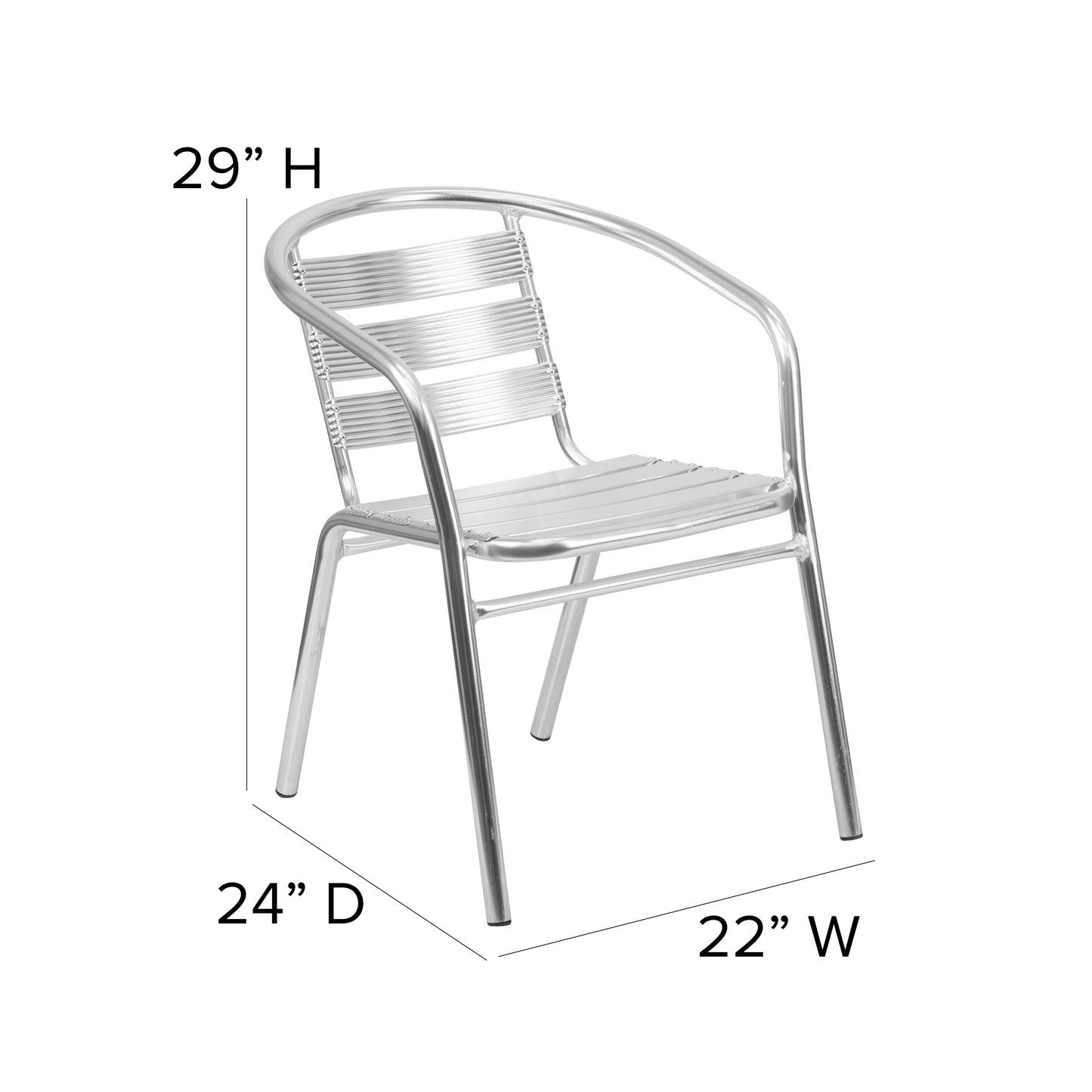 Lila Heavy Duty Commercial Aluminum Indoor-Outdoor Restaurant Stack Chair with Triple Slat Back Aluminum