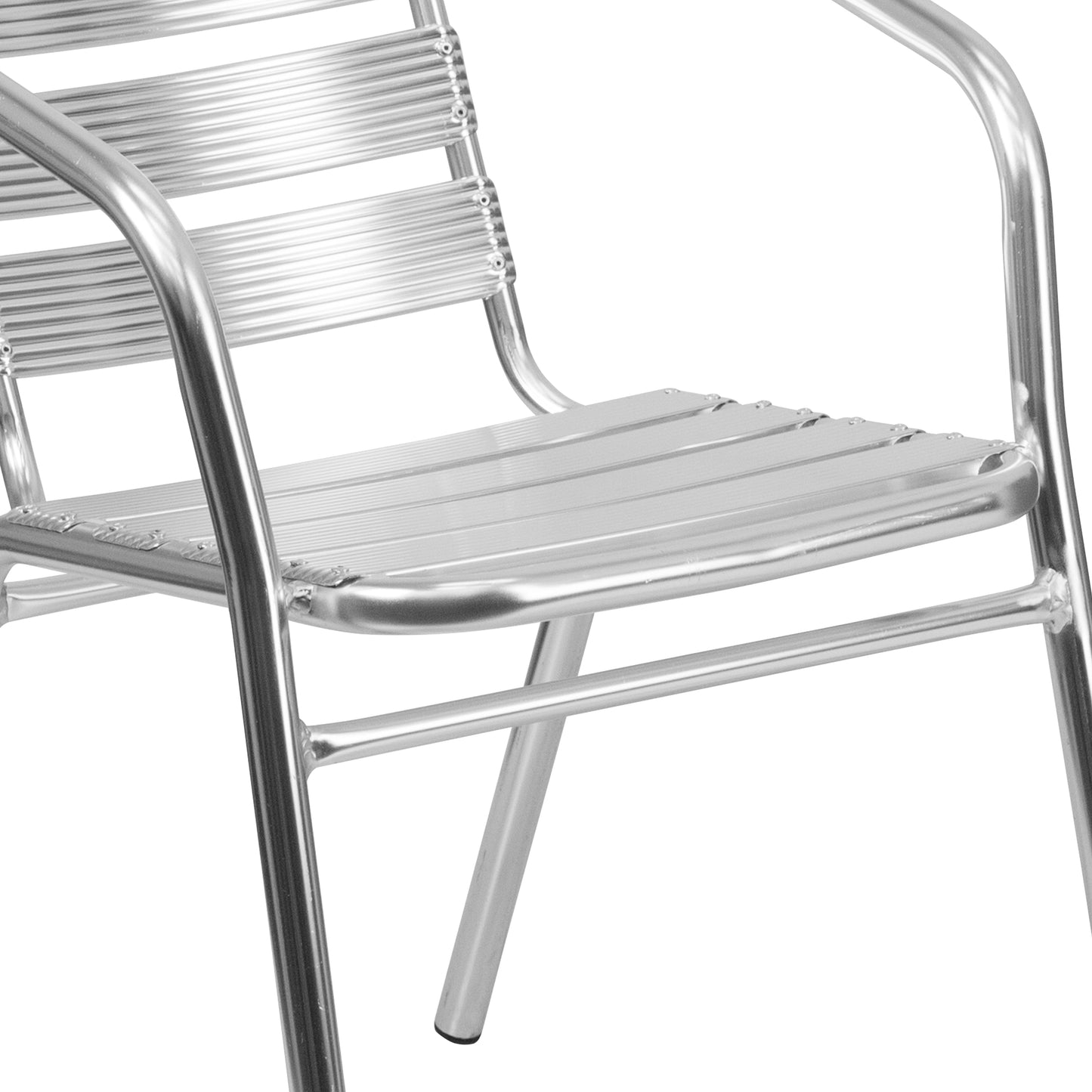 Lila Heavy Duty Commercial Aluminum Indoor-Outdoor Restaurant Stack Chair with Triple Slat Back Aluminum