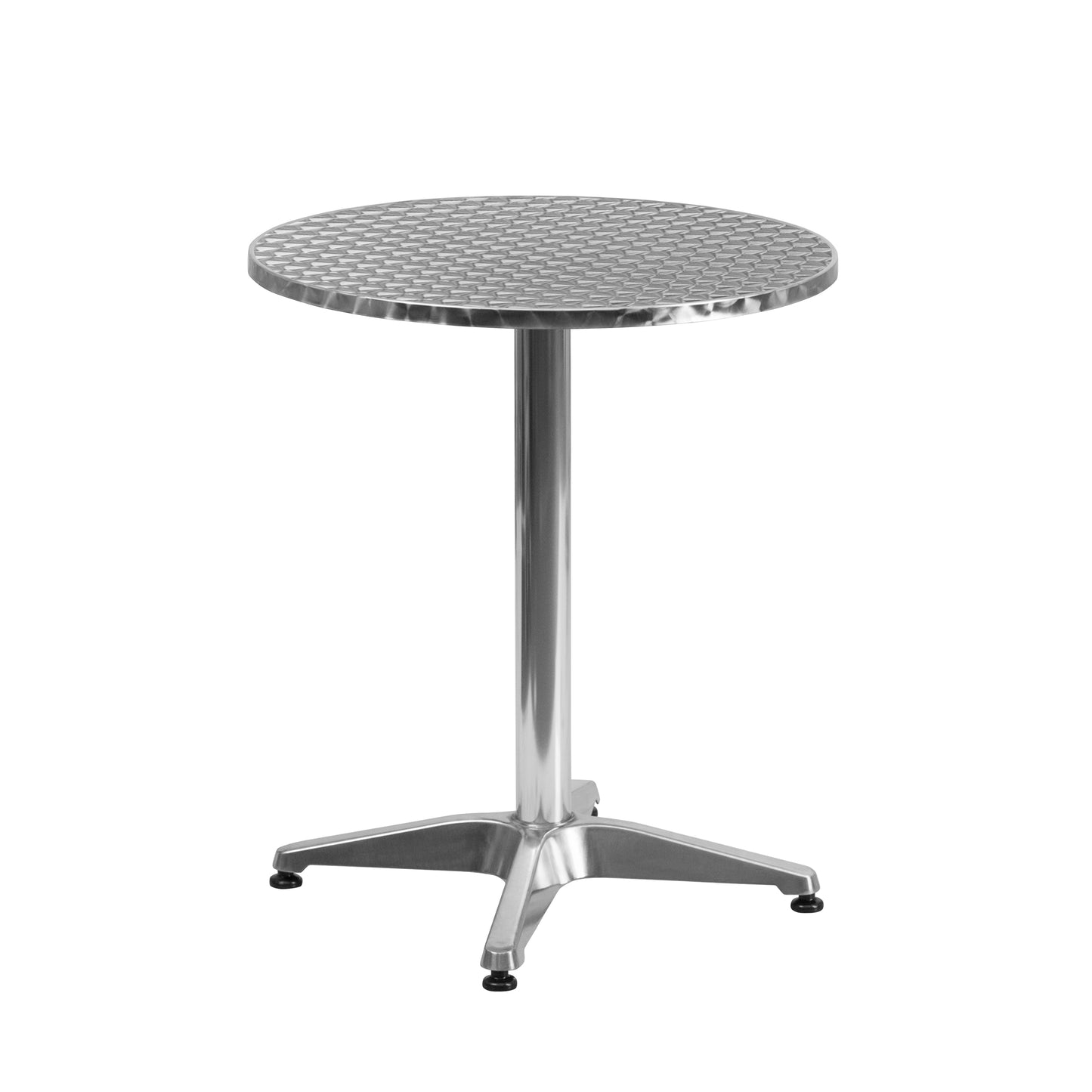 Lila 23.5'' Round Aluminum Indoor-Outdoor Table Set with 2 Black Rattan Chairs Black