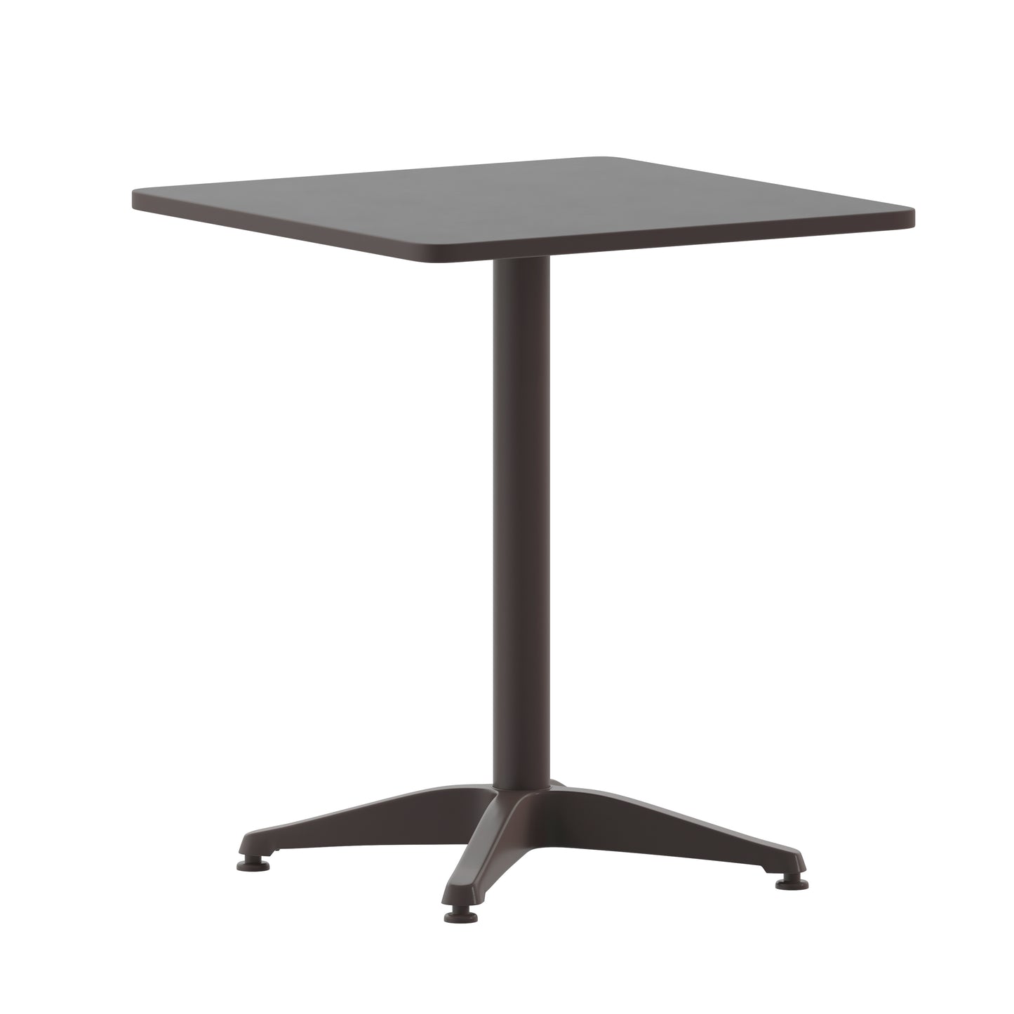 Lila 23.5'' Black Square Aluminum Indoor-Outdoor Table Set with 2 Black Slat Back Chairs Black