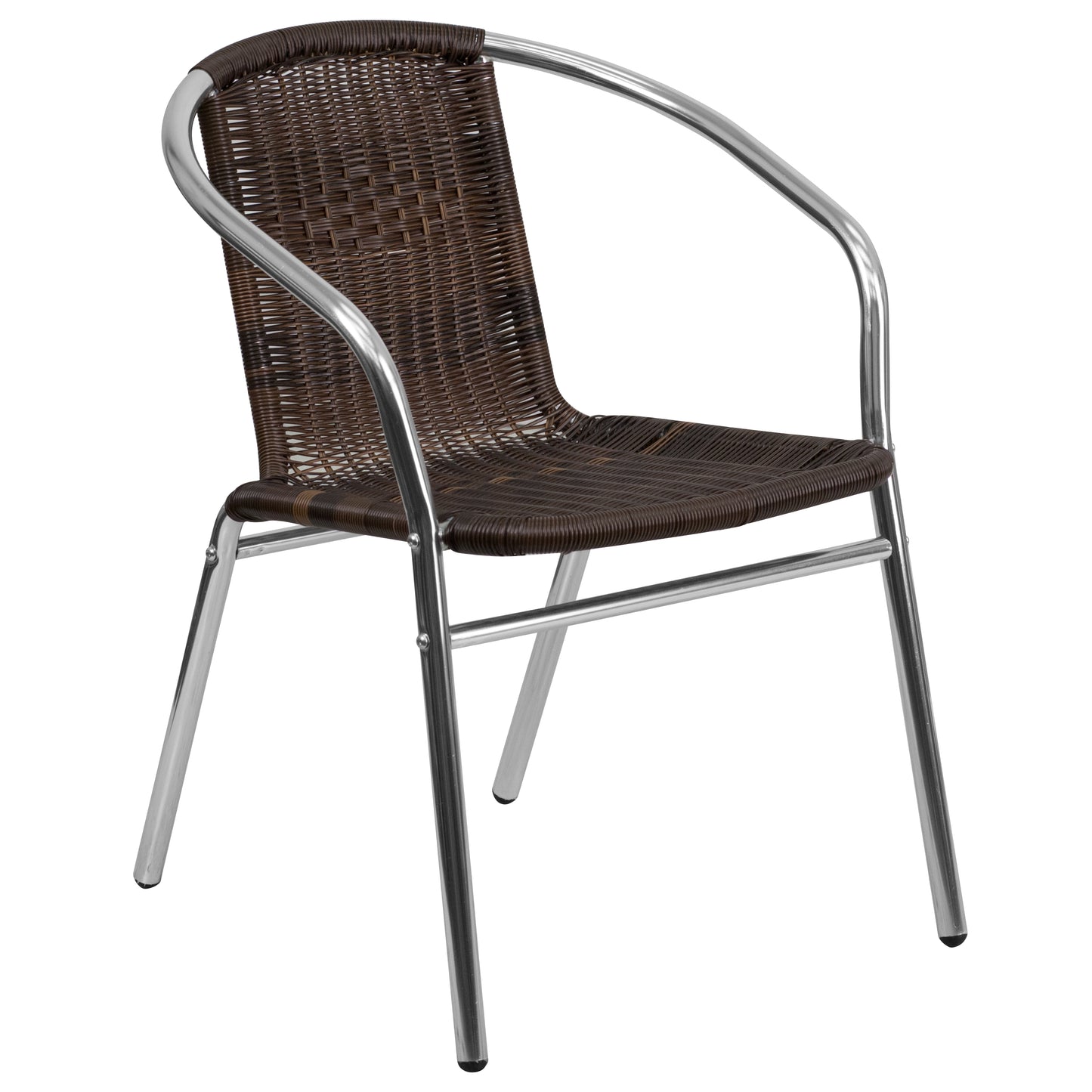 Lila 23.5'' Square Aluminum Indoor-Outdoor Table Set with 4 Dark Brown Rattan Chairs Dark Brown