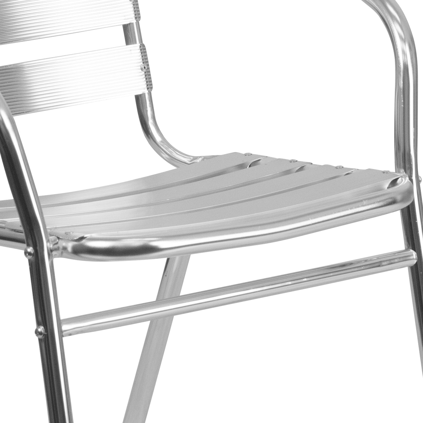 Lila 27.5'' Square Aluminum Indoor-Outdoor Table Set with 4 Slat Back Chairs Aluminum