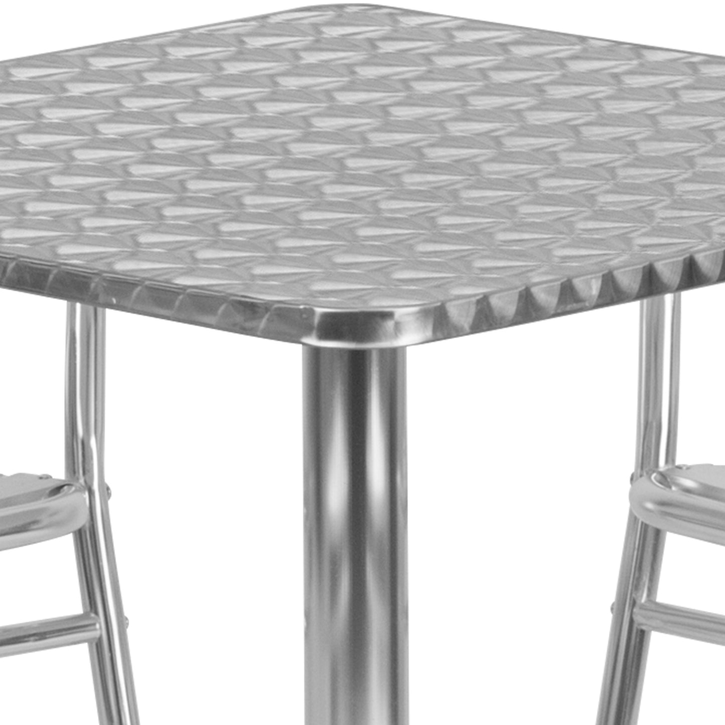 Lila 27.5'' Square Aluminum Indoor-Outdoor Table Set with 4 Slat Back Chairs Aluminum