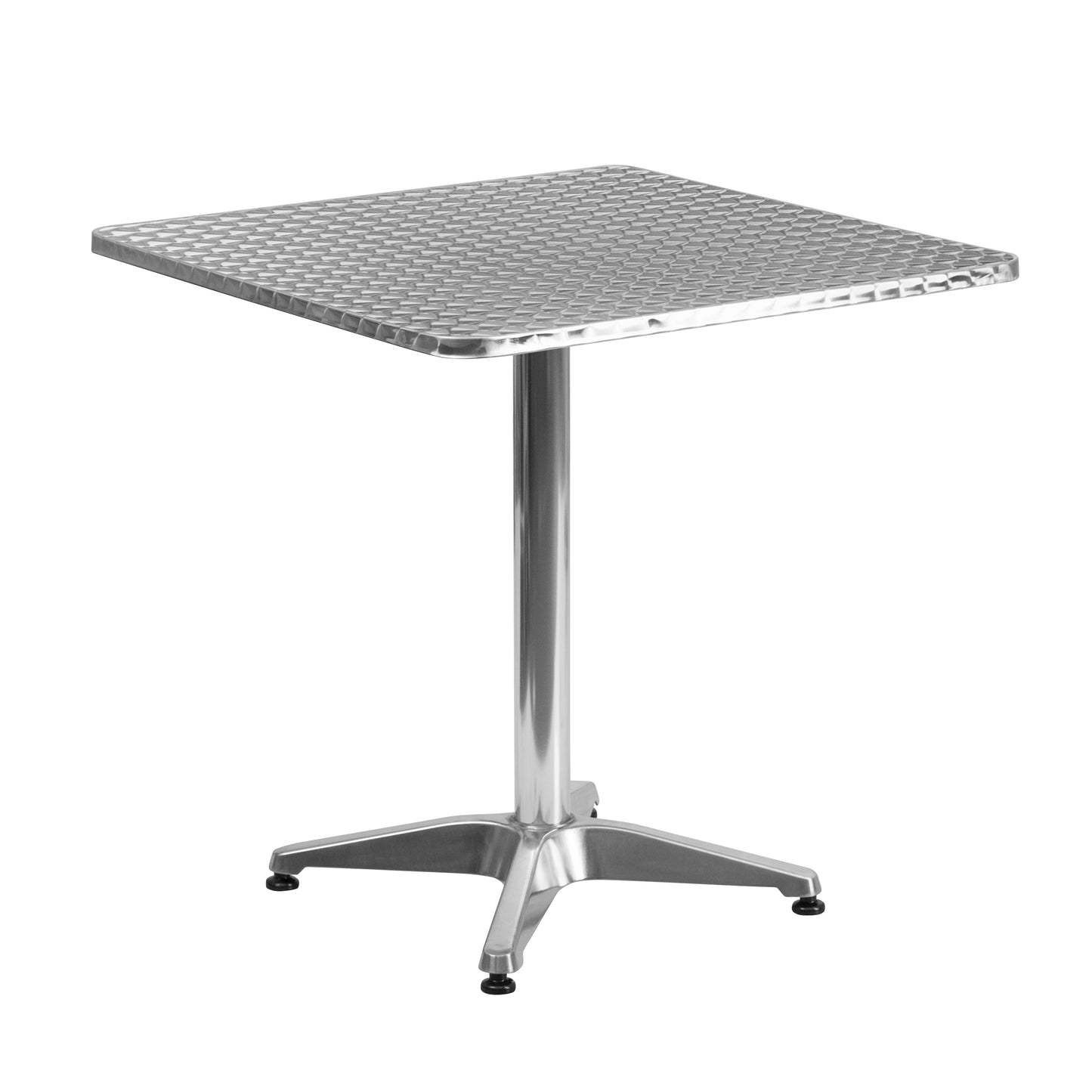Lila 27.5'' Square Aluminum Indoor-Outdoor Table Set with 2 Beige Rattan Chairs Beige