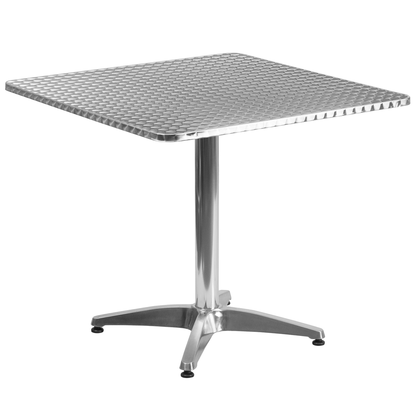 Lila 31.5'' Square Aluminum Indoor-Outdoor Table Set with 2 Slat Back Chairs Aluminum