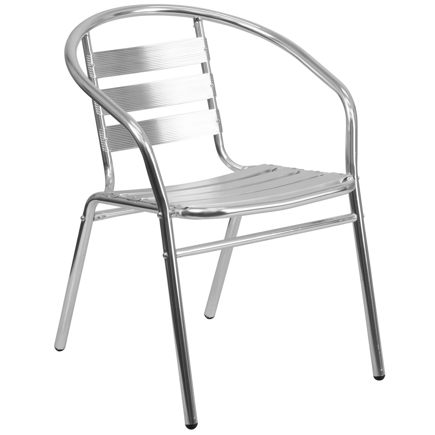 Lila 31.5'' Square Aluminum Indoor-Outdoor Table Set with 2 Slat Back Chairs Aluminum