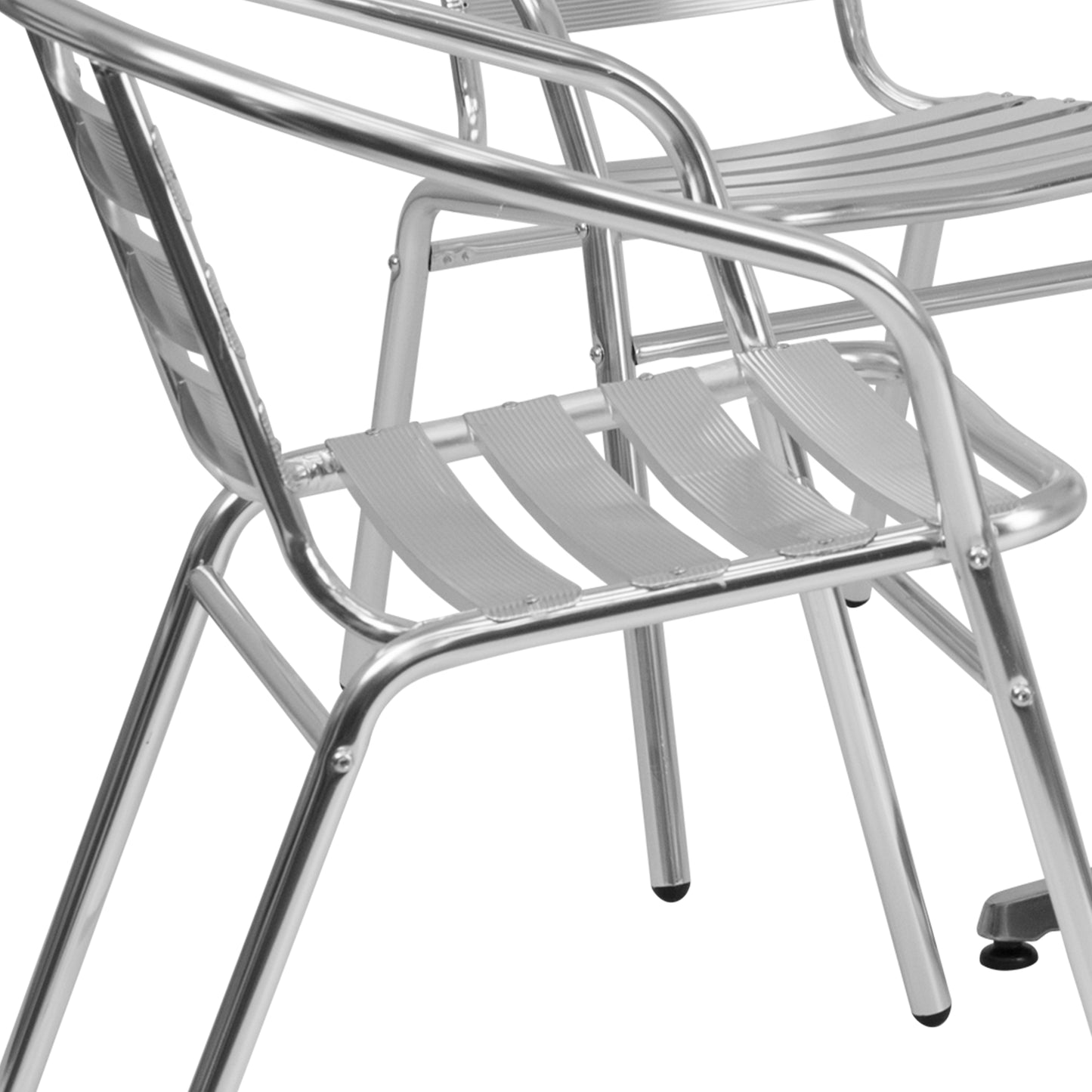 Lila 31.5'' Square Aluminum Indoor-Outdoor Table Set with 4 Slat Back Chairs Aluminum